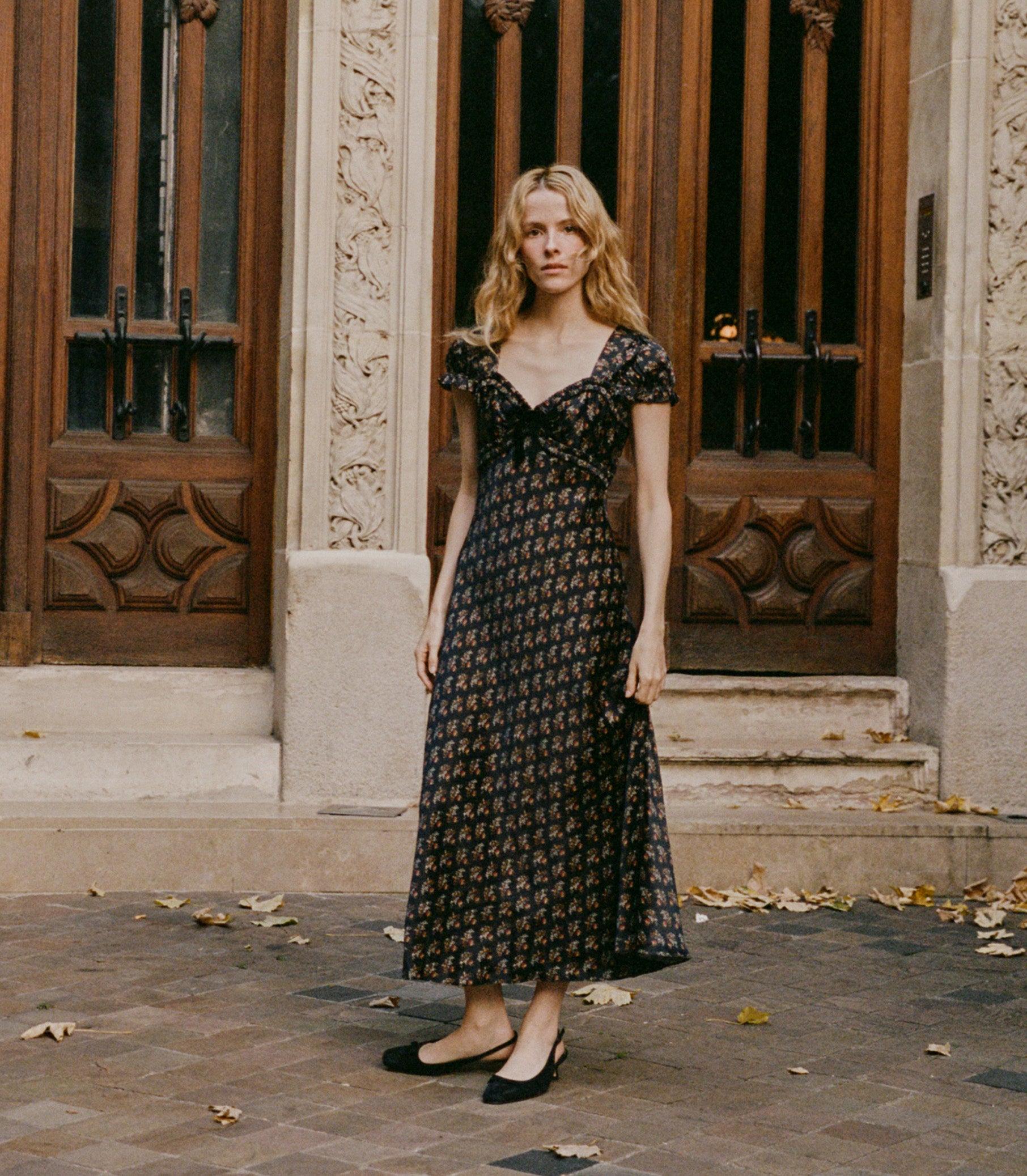 MARYBELL DRESS -- DELPHINIUM FLORAL Product Image