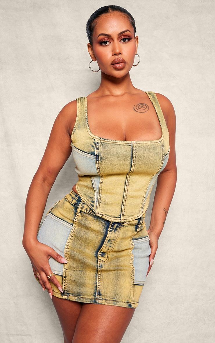 Shape Yellow Denim Micro Mini Skirt Product Image