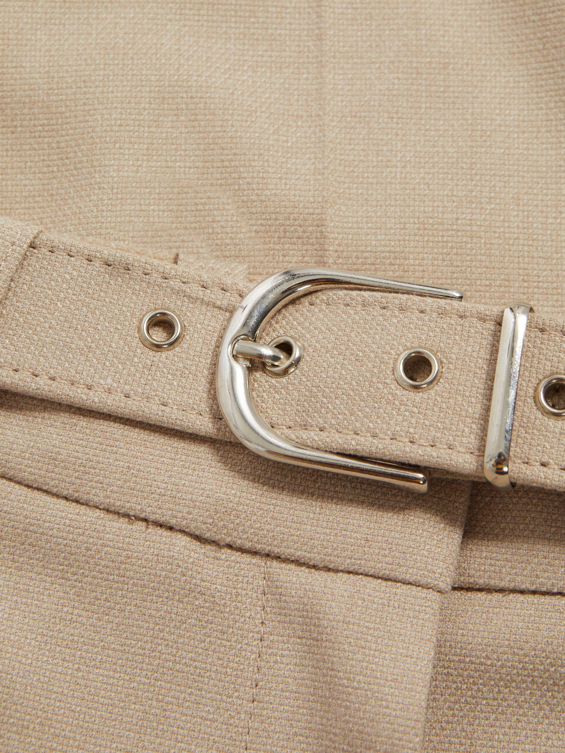 Tapered Belted Trousers in Neutral Product Image