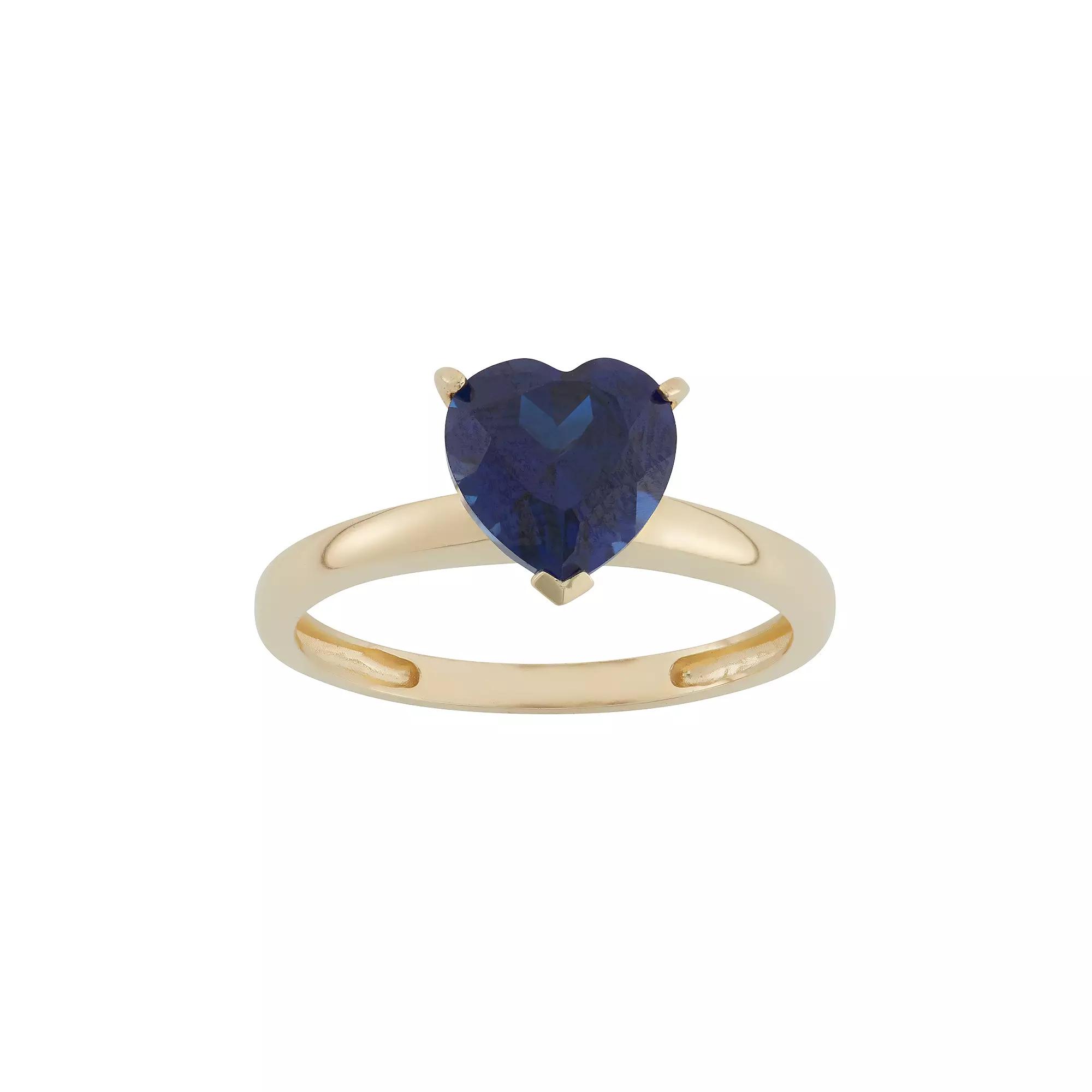 Designs by Gioelli Lab-Created Sapphire 10k Gold Heart Ring, Women's, Blue Product Image