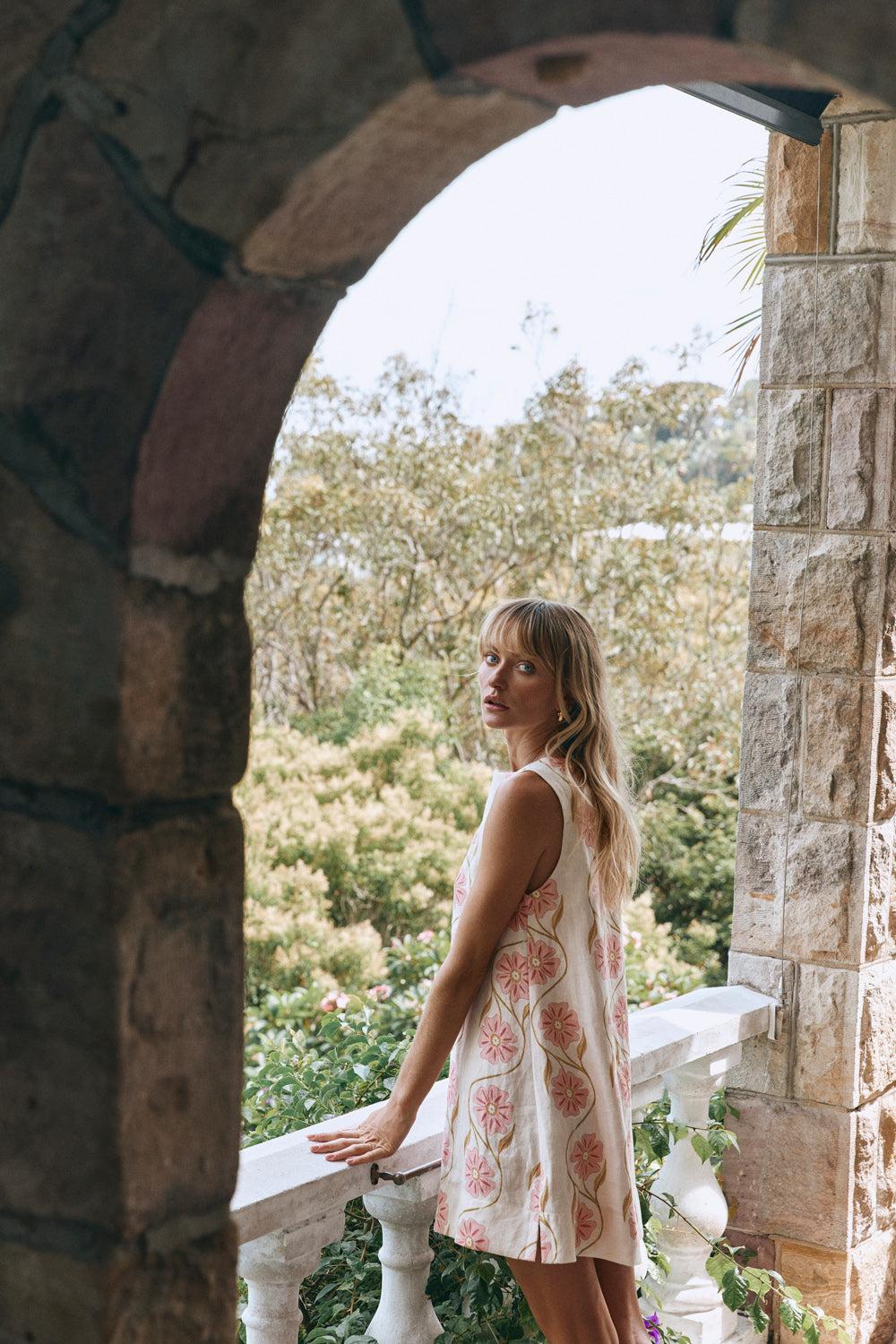 Aftersun Linen Mini Dress Bloom Product Image