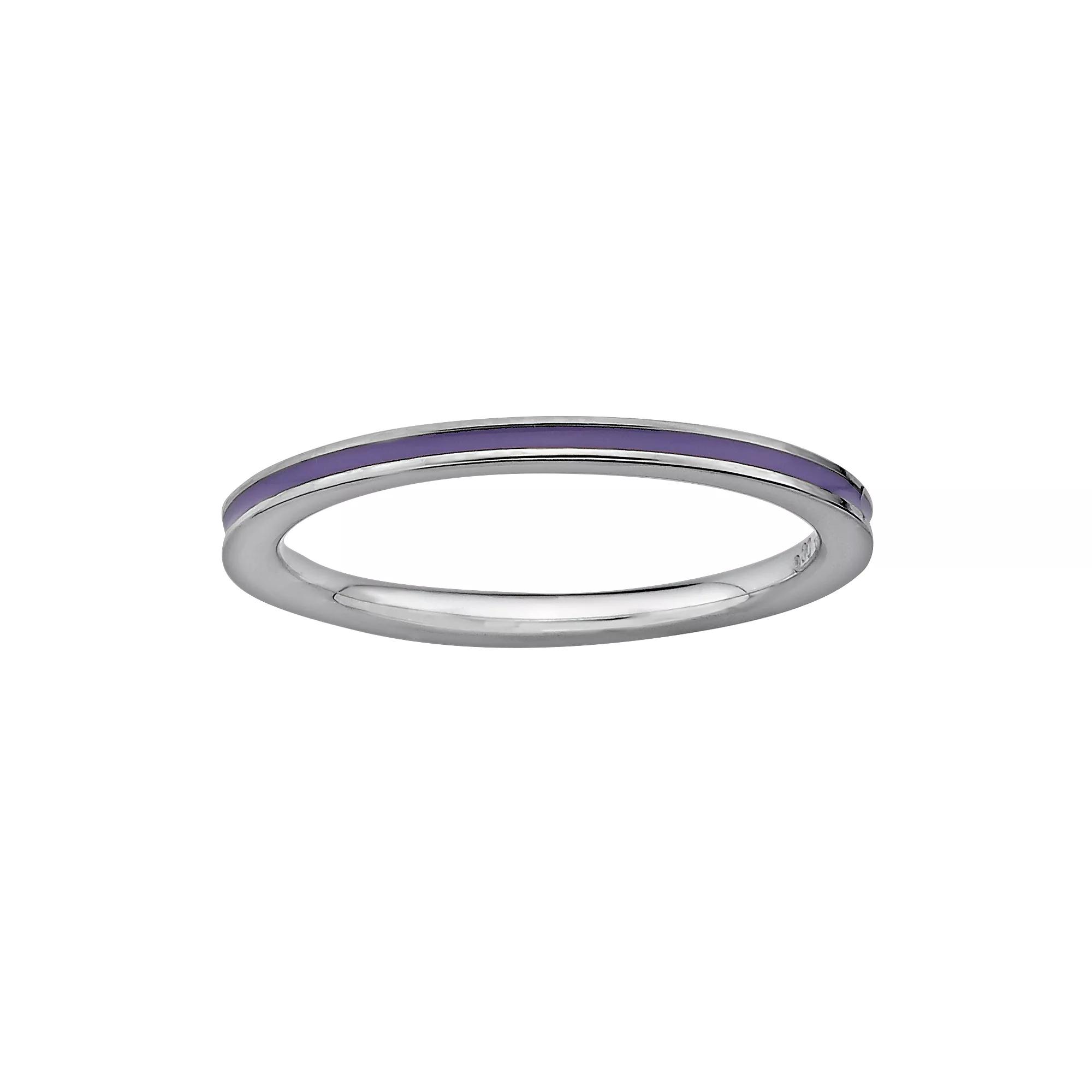 Stacks & Stones Sterling Silver Purple Enamel Stack Ring, Women's, Size: 7 Product Image