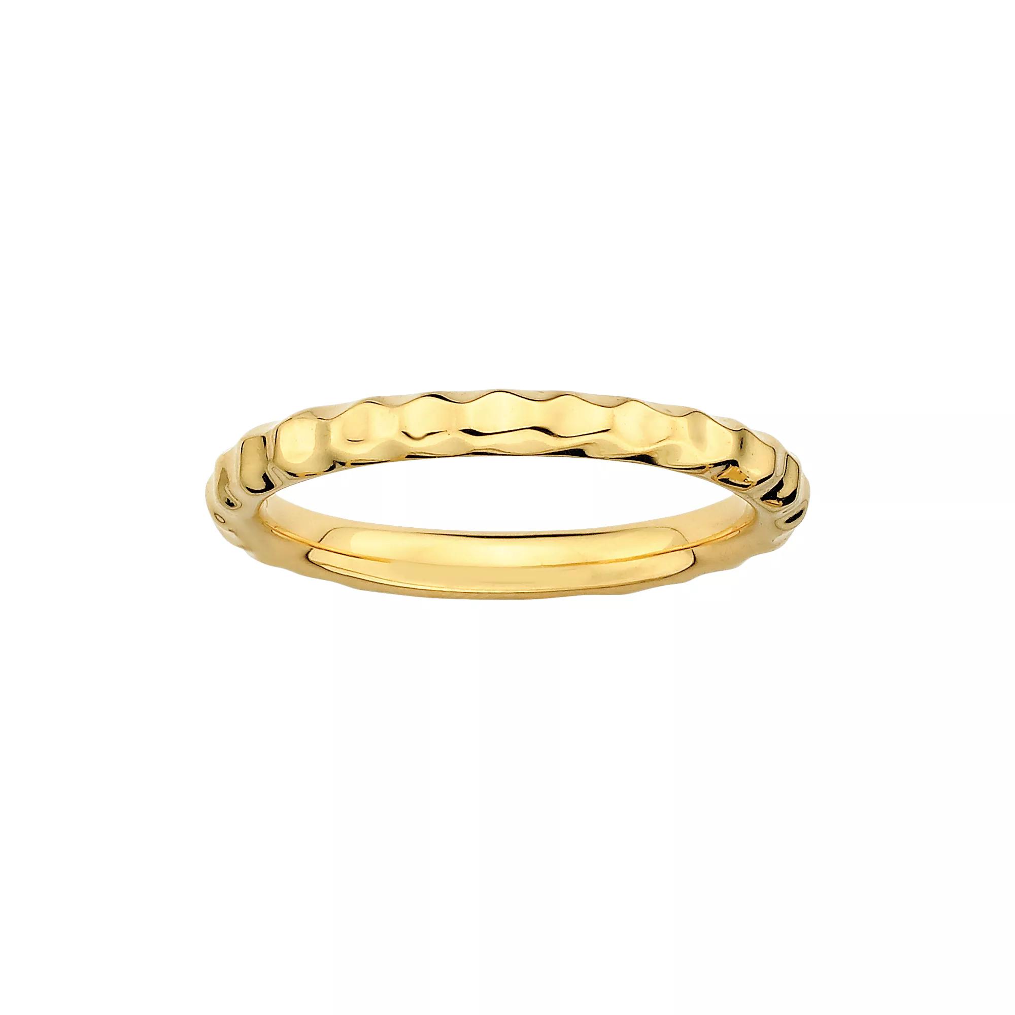 Stacks & Stones 18k Gold Over Silver Hammered Stack Ring, Women's, Size: 9 Product Image