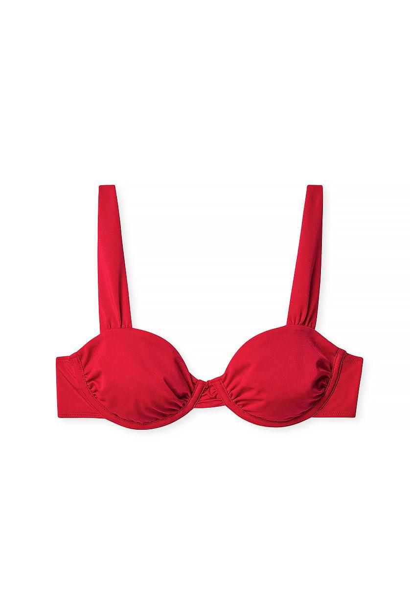 Shiny Wide Strap Draped Bikini Bra Blue Product Image