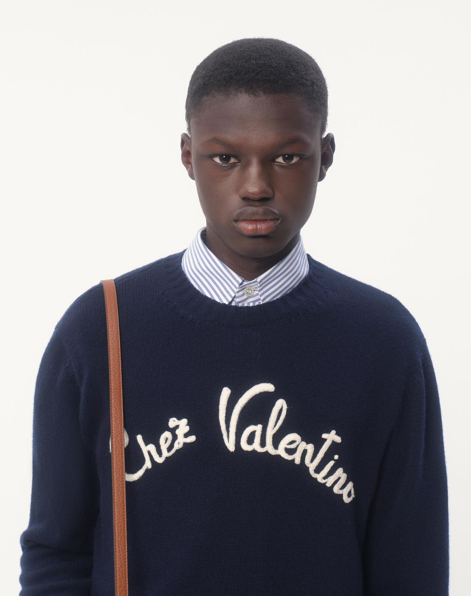 Wool Crewneck Sweater With Chez Valentino Embroidery Product Image