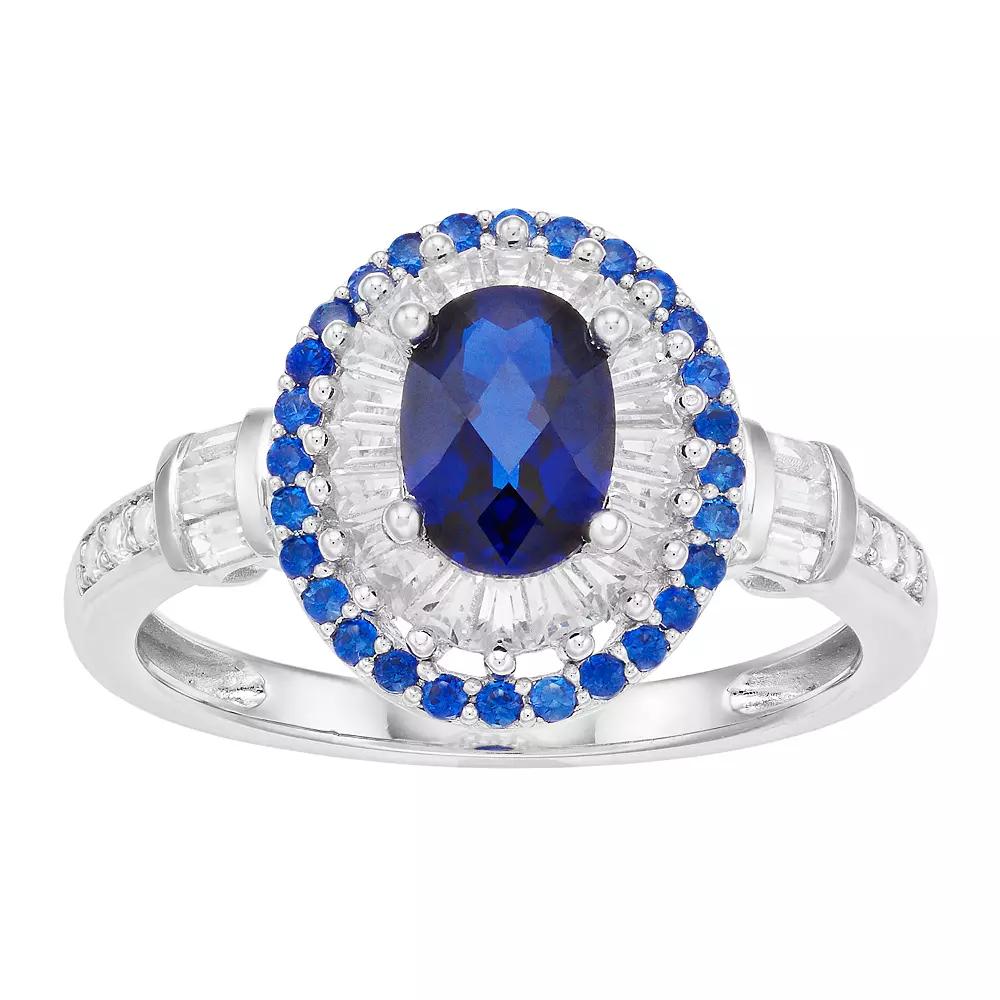 MASTERPIECE Sterling Silver Lab-Created Blue & White Sapphire Ring, Women's,  Product Image