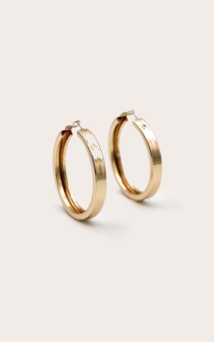 Gold Thick Chunky Statement Hoop Earrings Product Image