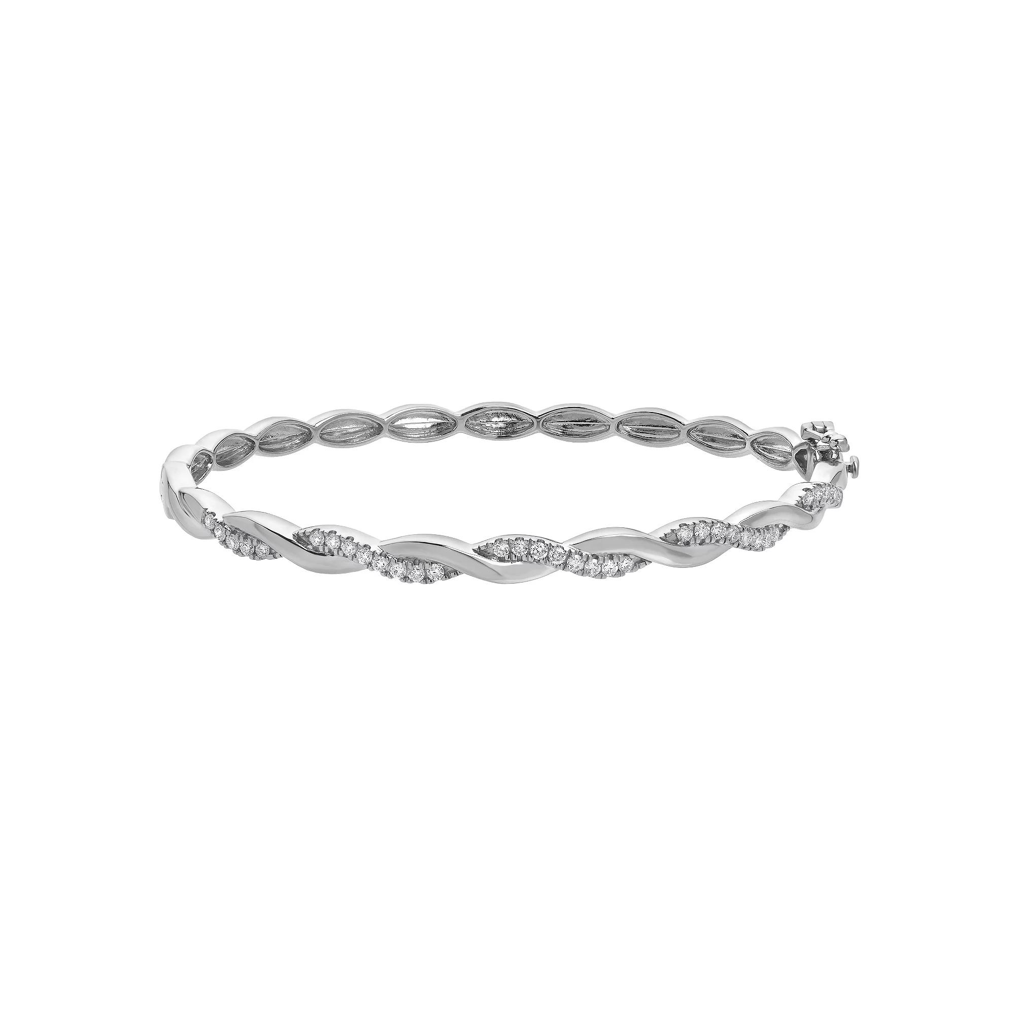 Diamond Brilliance Sterling Silver 1/2 Carat T.W. Lab-Created Diamond Hinge Bangle Bracelet, Women's, Size: 7", Silver Tone Product Image