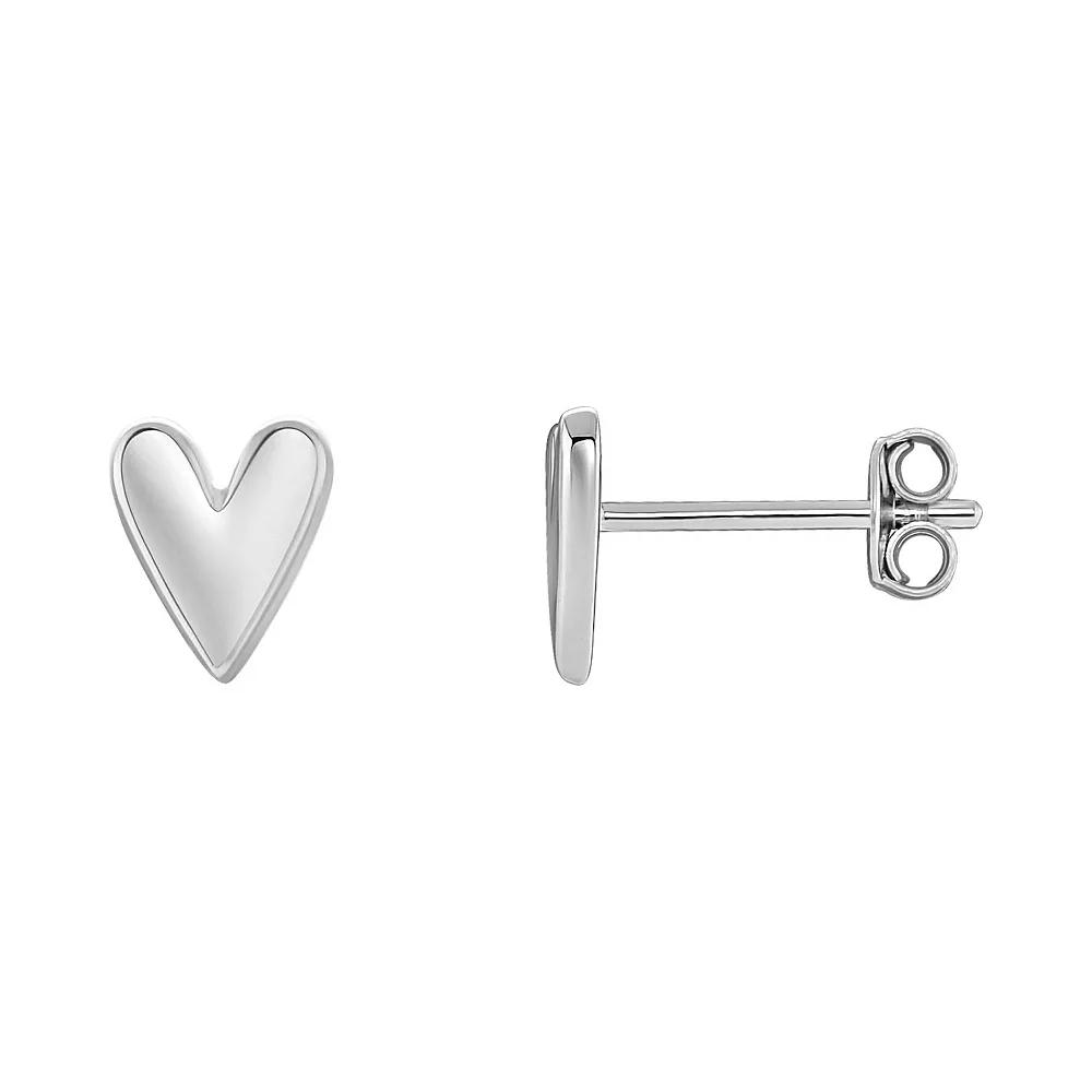 PRIMROSE Sterling Silver Polished Heart Stud Earrings, Women's, Silver Tone Product Image