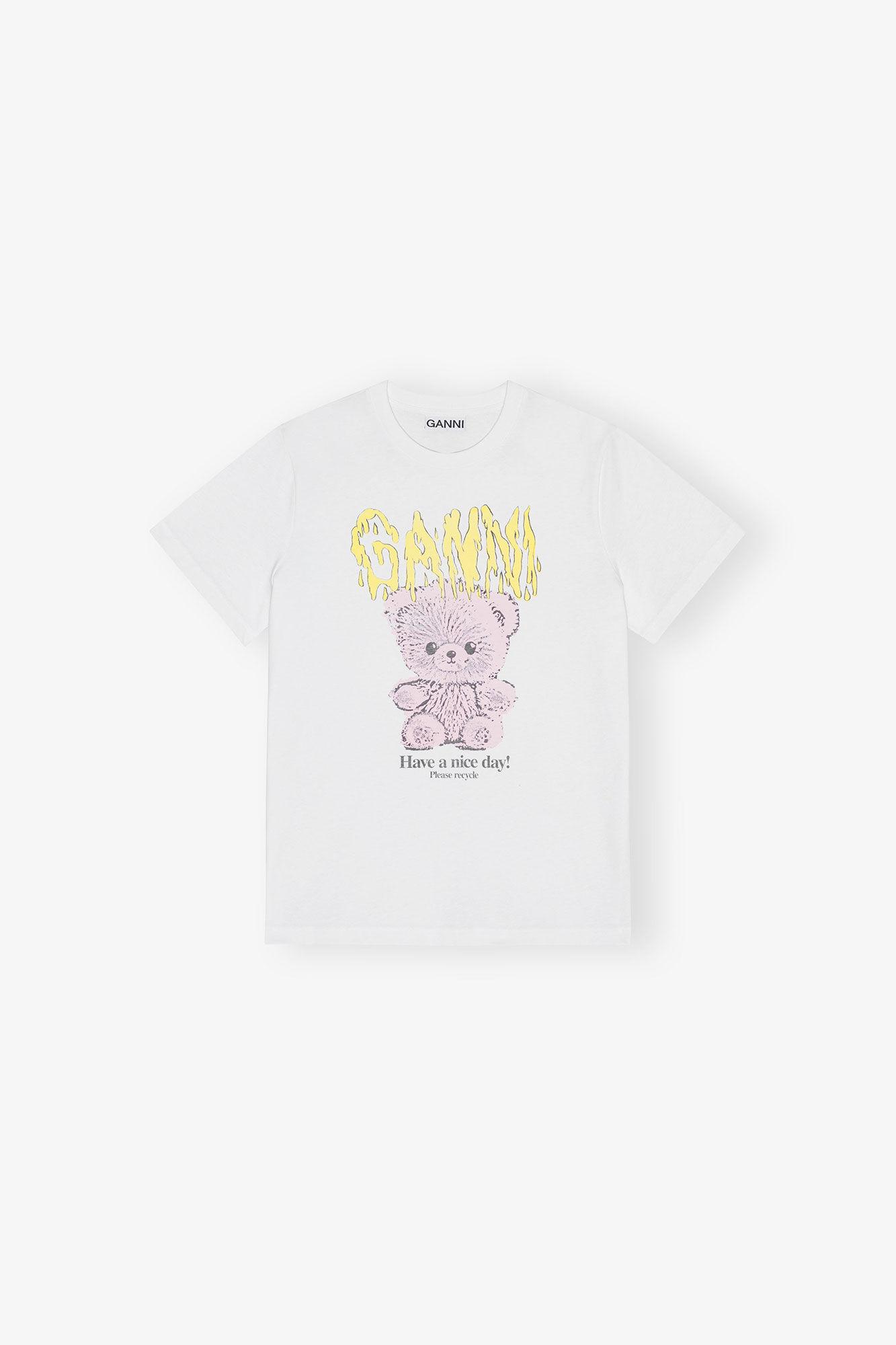 White Basic Cotton Jersey Teddy Relaxed T-shirt Product Image