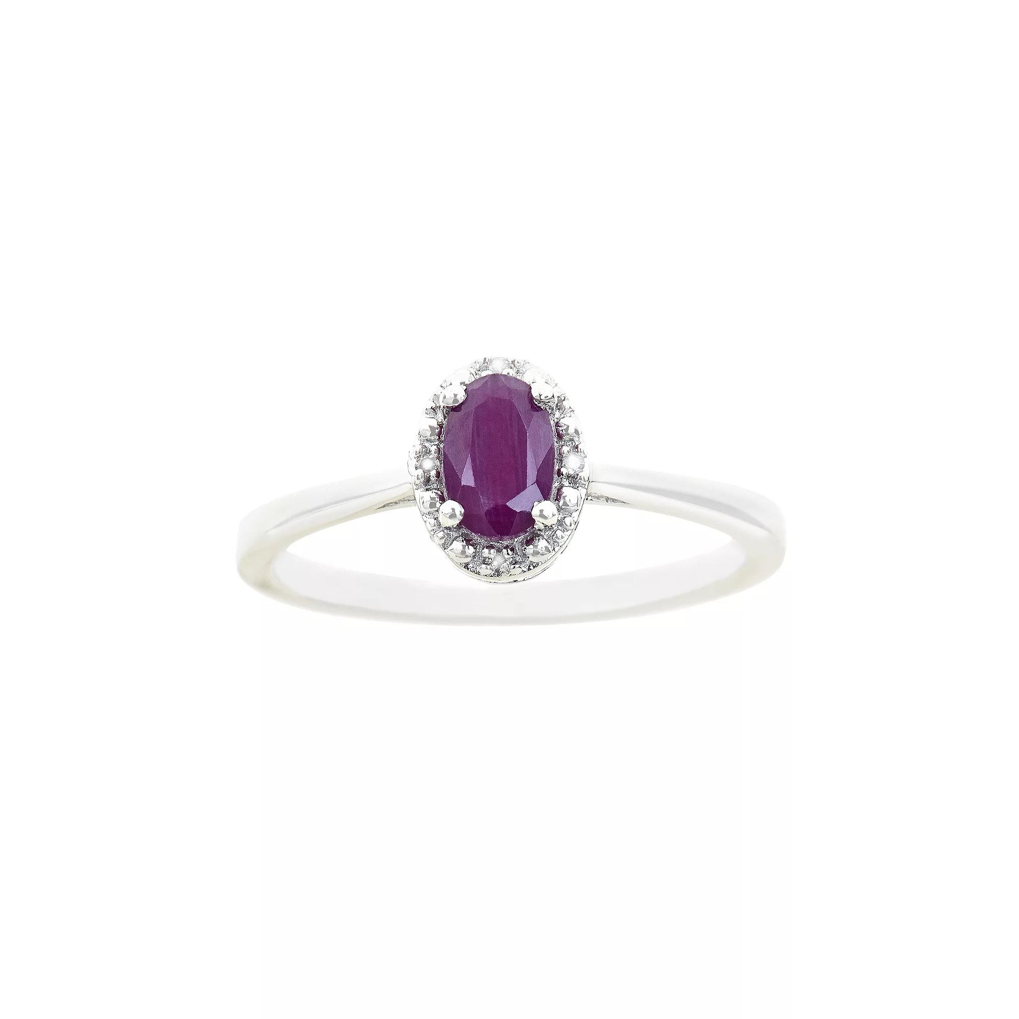 Celebration Gems Sterling Silver Ruby & Diamond Accent Oval Halo Ring, Women's,  Product Image