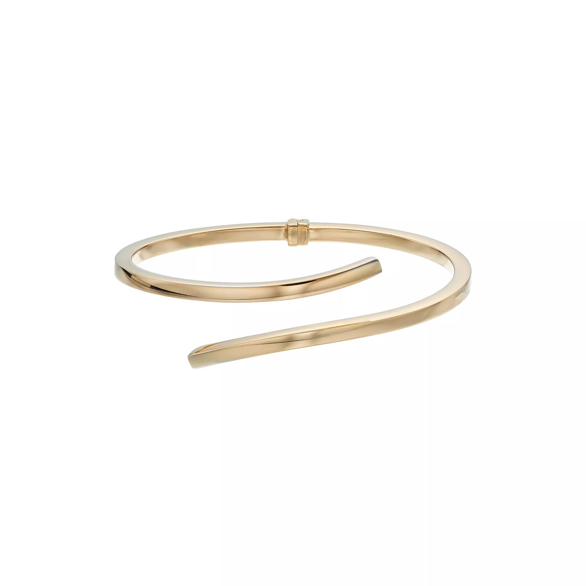 Sterling Silver Hinged Bypass Bangle Bracelet, Women's, 14k Gold Over Product Image