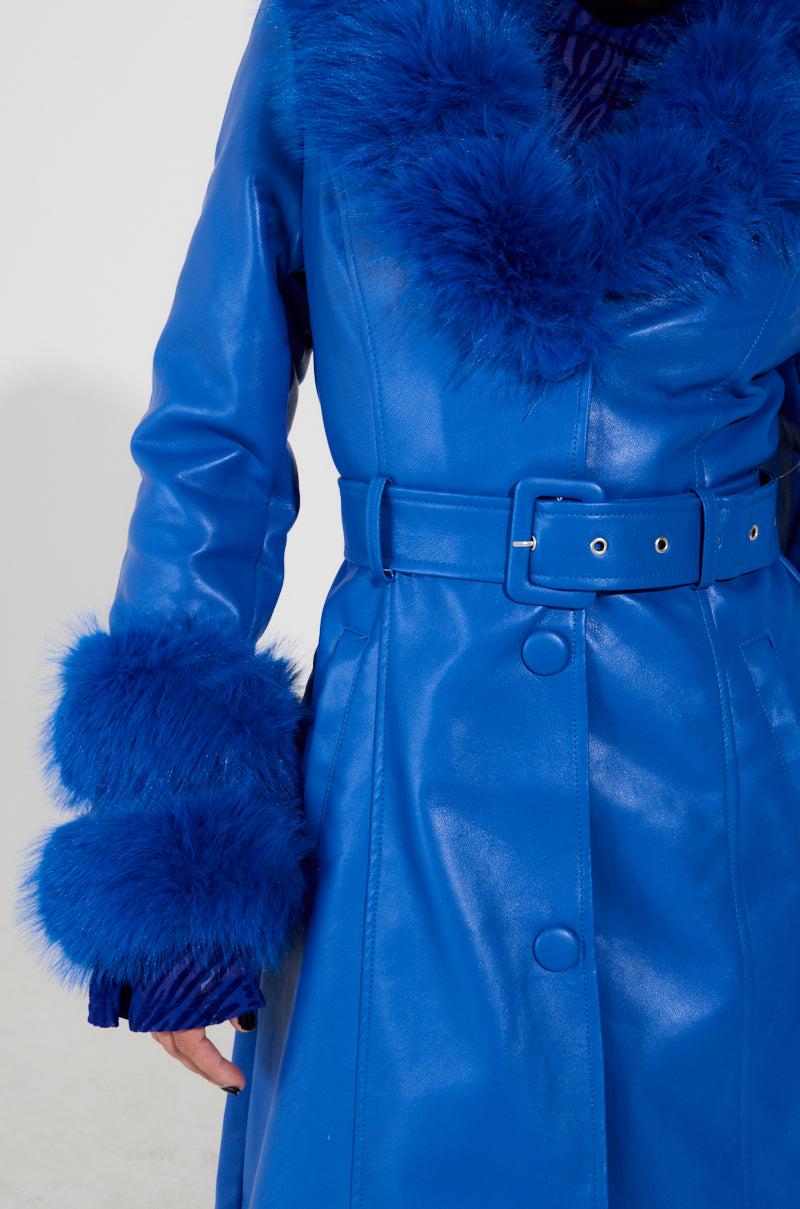 NEW KAYA FUR LINED TRENCH IN BLUE Product Image