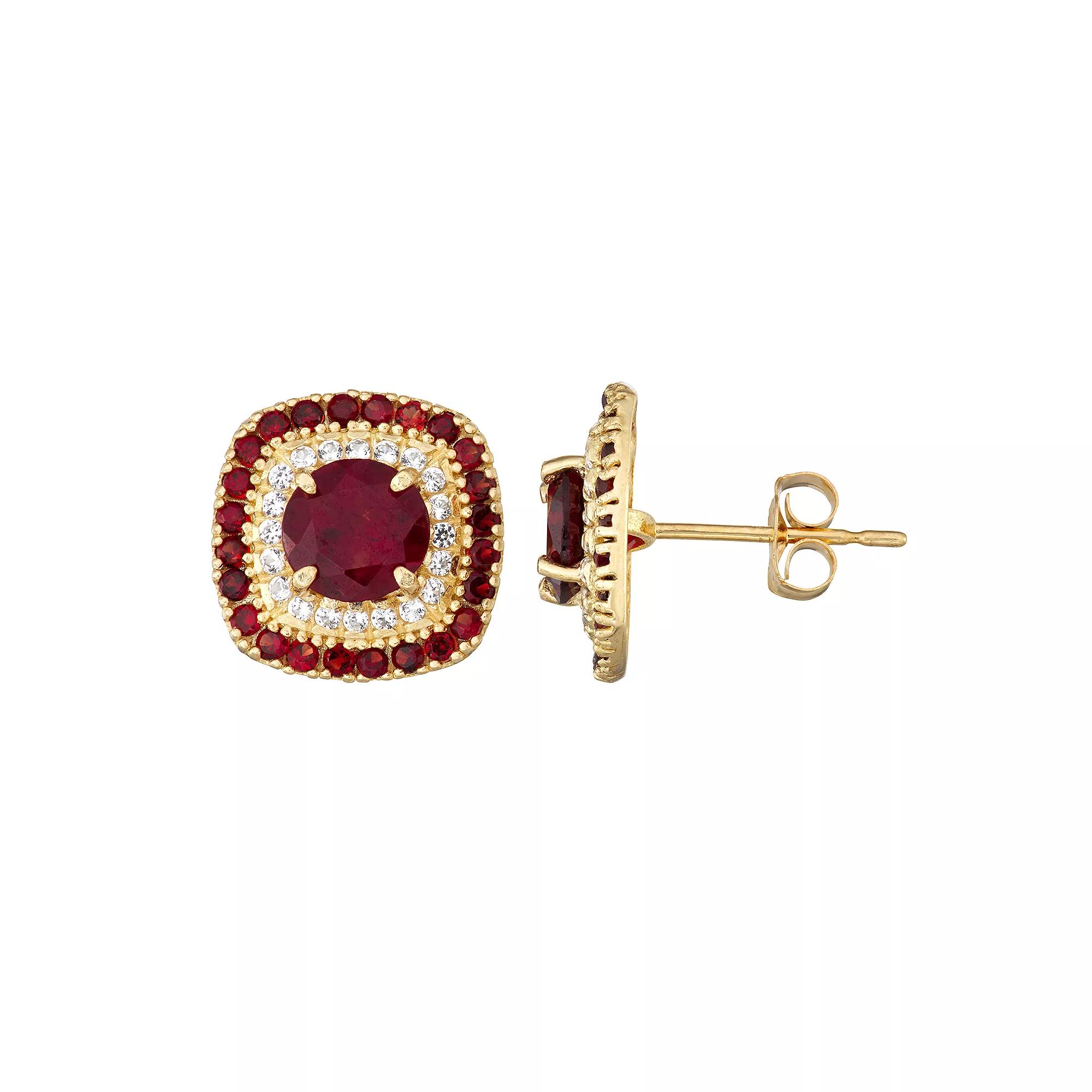 Designs by Gioelli 10K Gold Genuine Garnet Earrings, Women's, Size: 18", Red Product Image