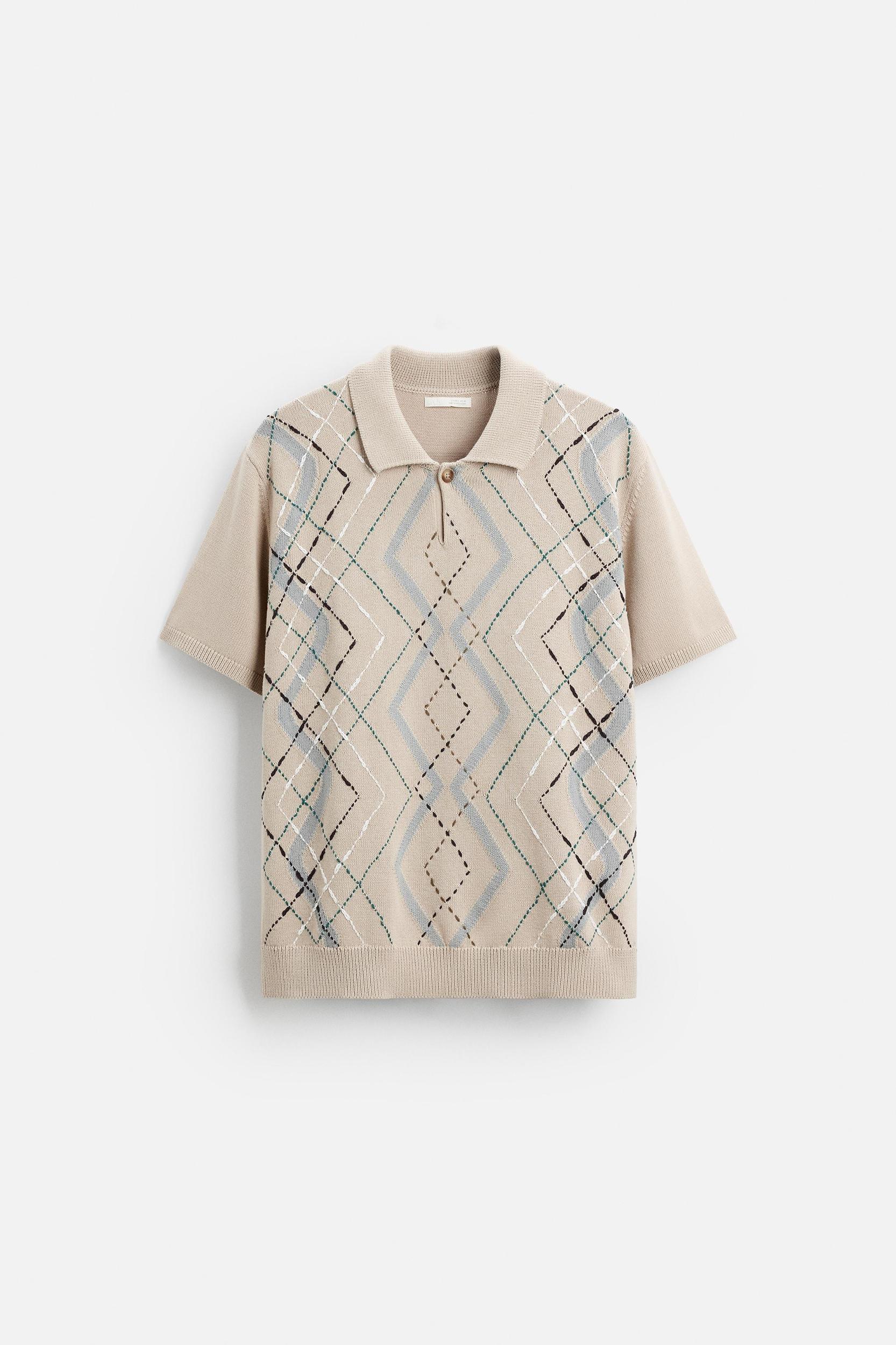 JACQUARD DIAMOND KNIT POLO Product Image