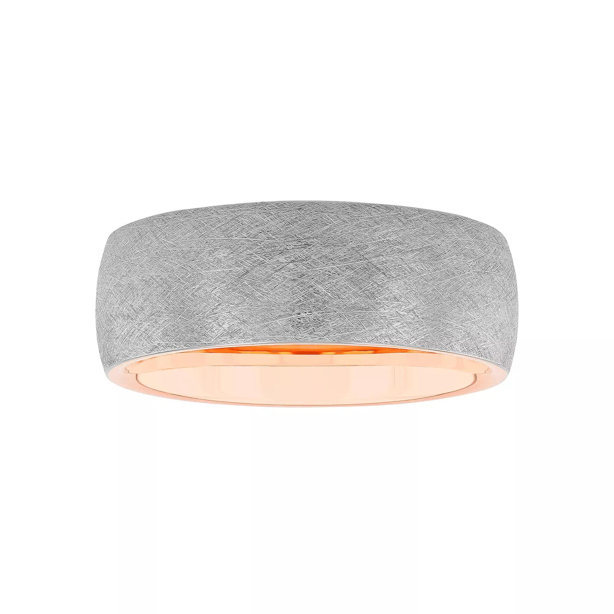 Men's Jewelry Nation Tantalum Frozen Rose Tone Fashion Wedding Band,  Product Image