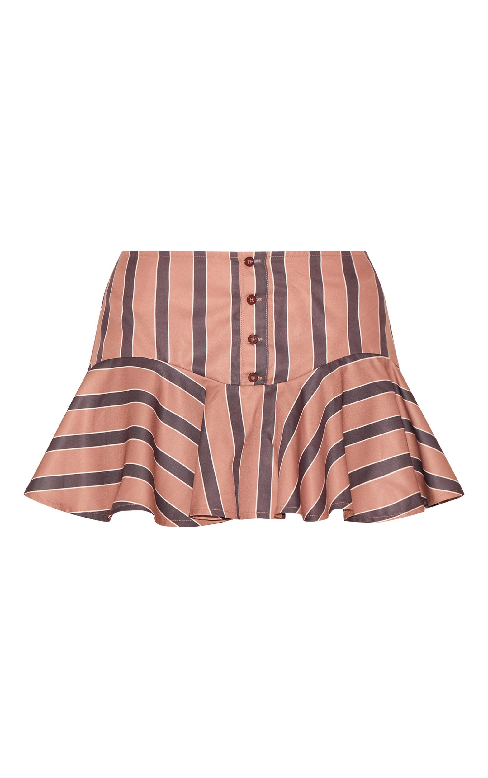 Stone Striped Button Detail Flippy Mini Skirt Product Image
