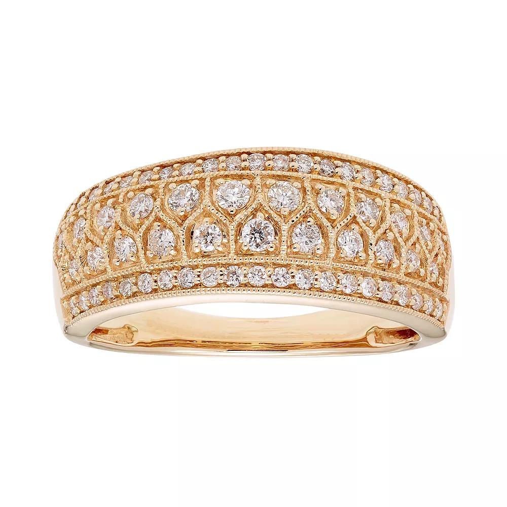 The Regal Collection 14k Gold 1/2 Carat T.W. IGL Certified Diamond Multi Row Ring, Women's, Size: 7, Yellow Product Image