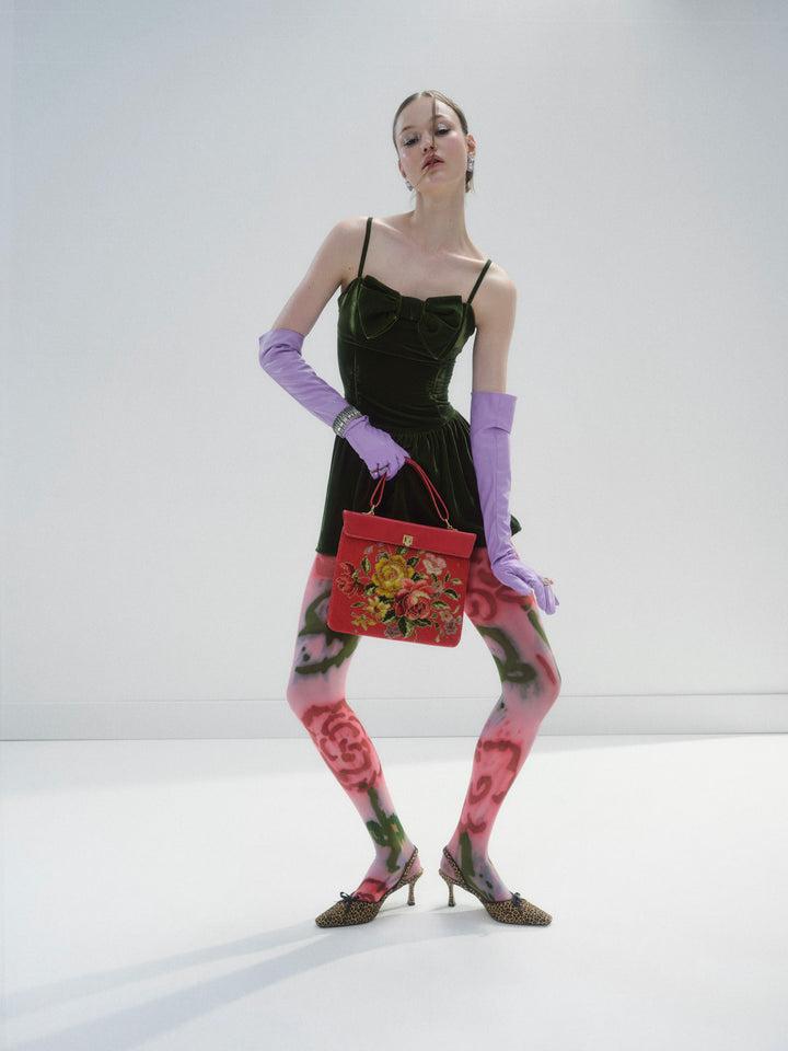 Martini Velvet Mini Dress — Green Product Image