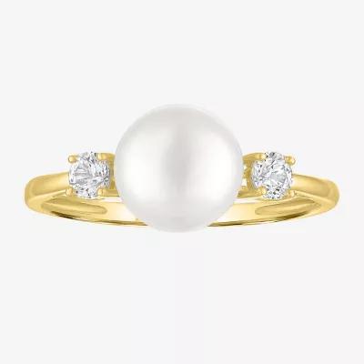 Gemstone 10K Gold 3-Stone Oval Cocktail Ring Product Image