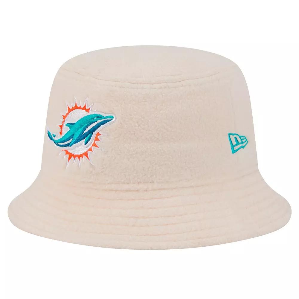 Women's New Era Cream Miami Dolphins Cozy Sherpa Bucket Hat,  Product Image