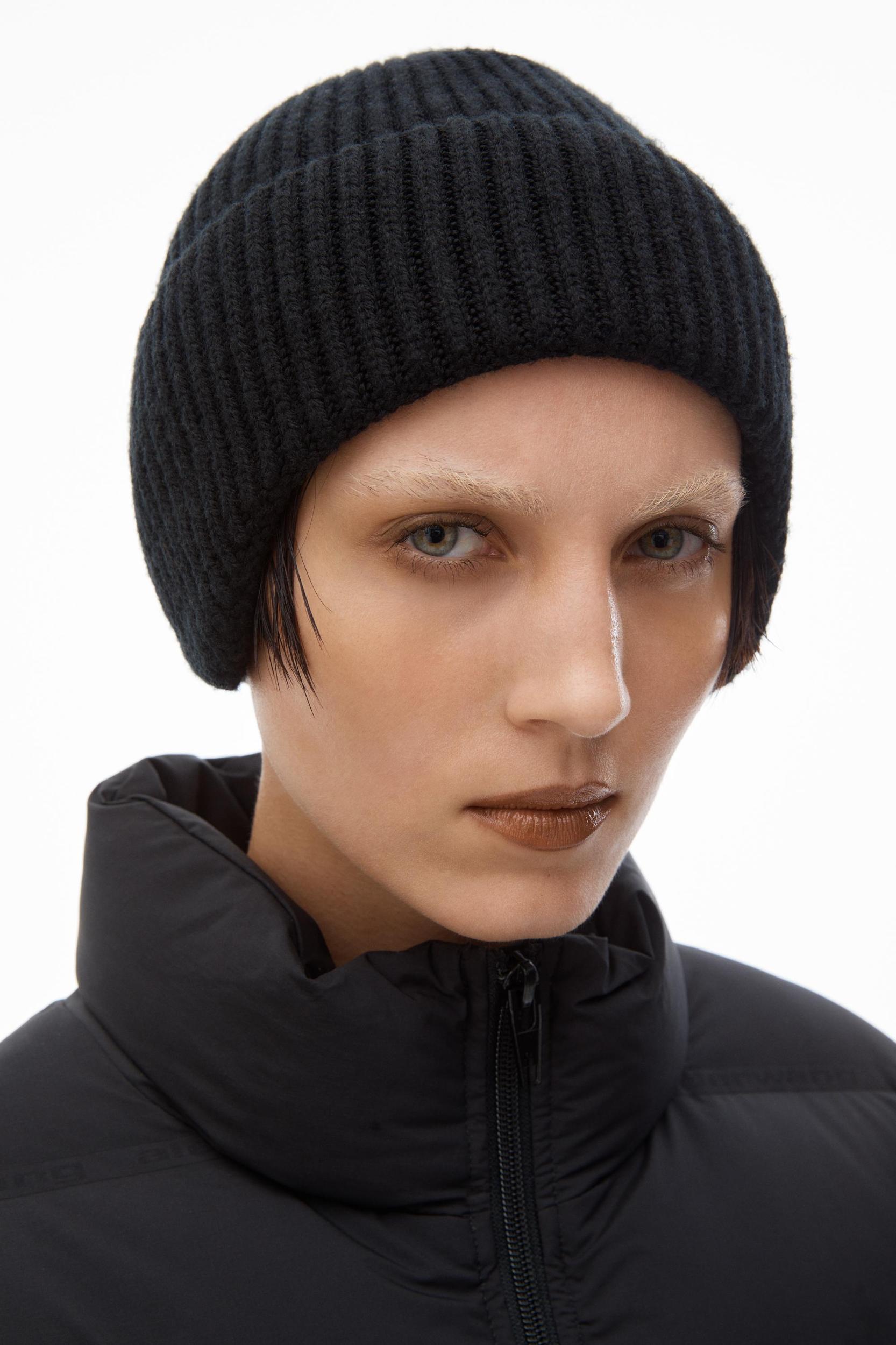 Logo Earmuff Beanie In Ribbed Wool Stretch Product Image