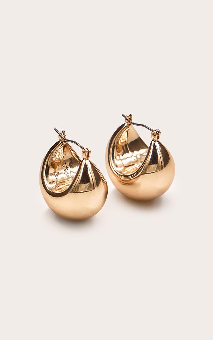 Gold Chubby Huggie Hoop Earrings Product Image