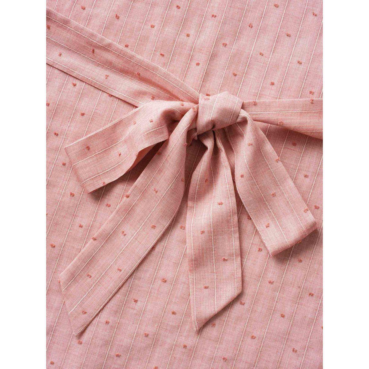 Plus Size Polka Dot Jacquard Split Hem Belted Dress Beanpastepowder Women Casual Texture Round Neck Short sleeve Curvy BloomChic 18-20/2X Product Image