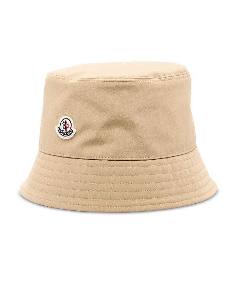 MONCLER Logo Patch Narrow Brim Bucket Hat In Beige Product Image
