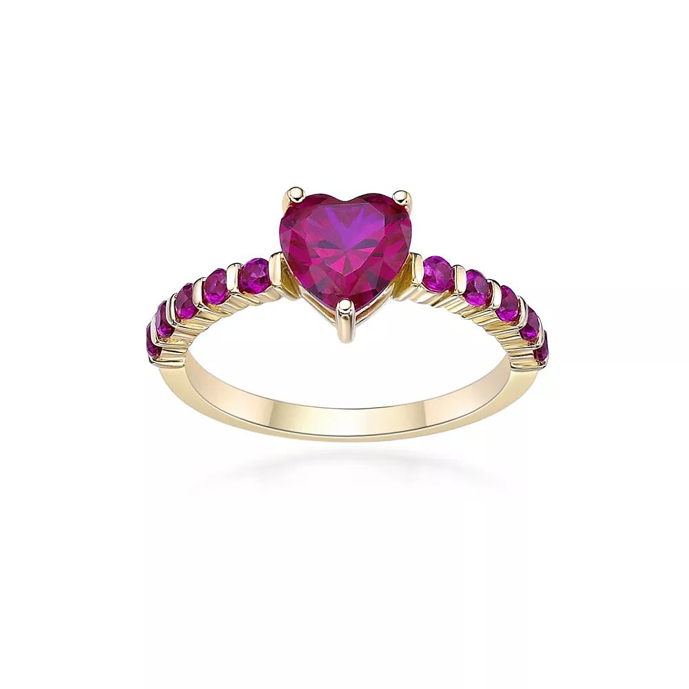 Gemminded 18k Gold Over Silver Lab-Created Ruby Heart Ring, Women's,  Product Image