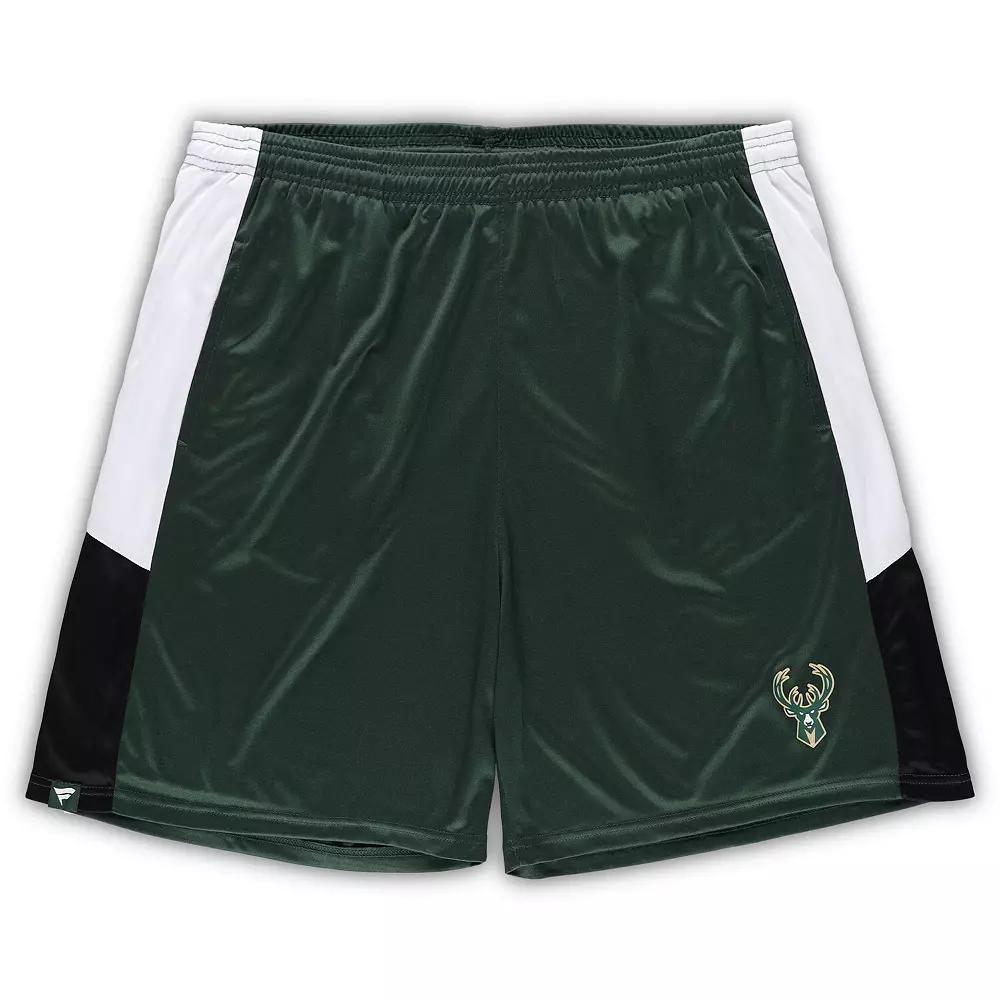 Men's Fanatics Branded Hunter Green Milwaukee Bucks Big & Tall Champion Rush Practice Shorts,  Product Image