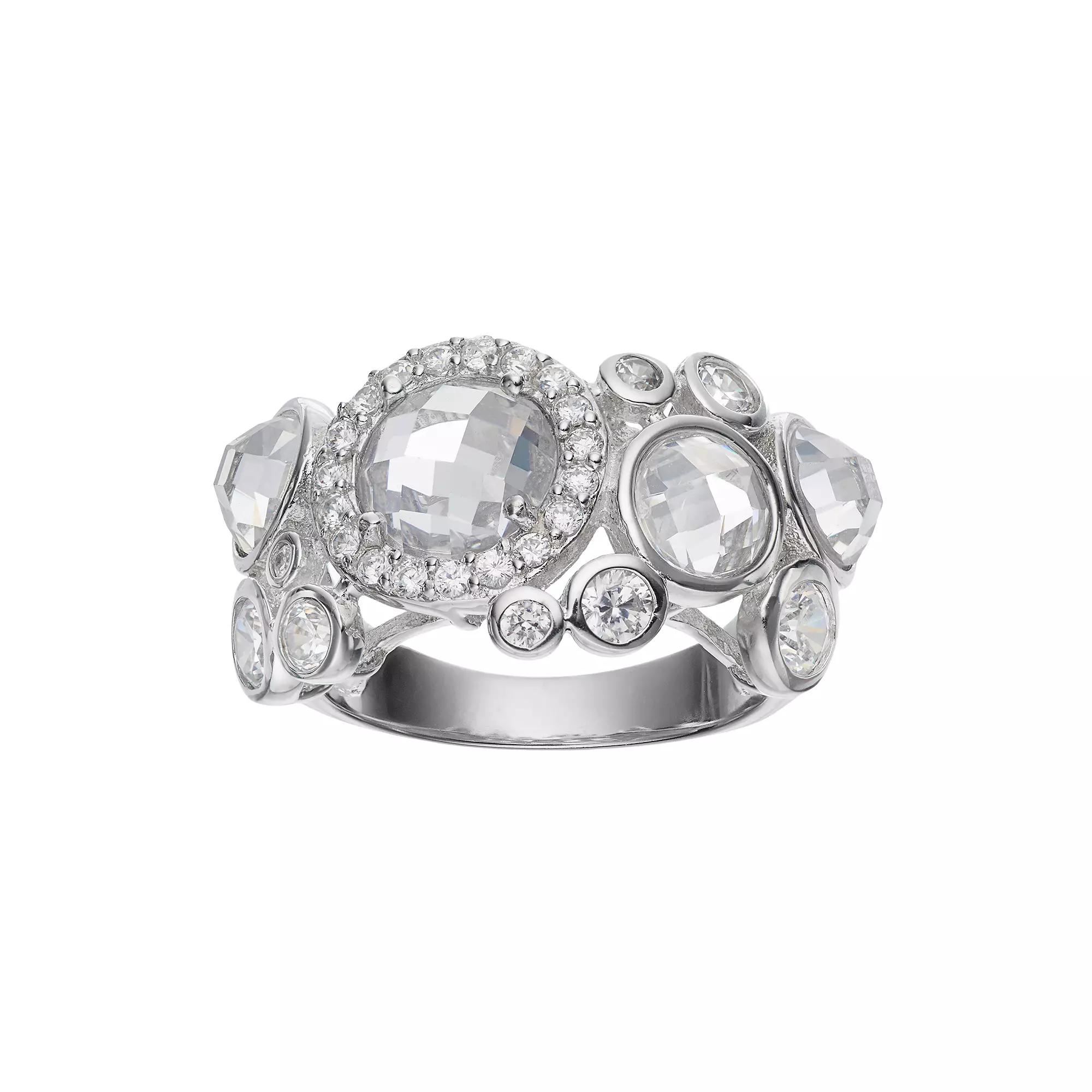 Sophie Miller Sterling Silver Cubic Zirconia Cluster Ring, Women's, Size: 6, White Product Image