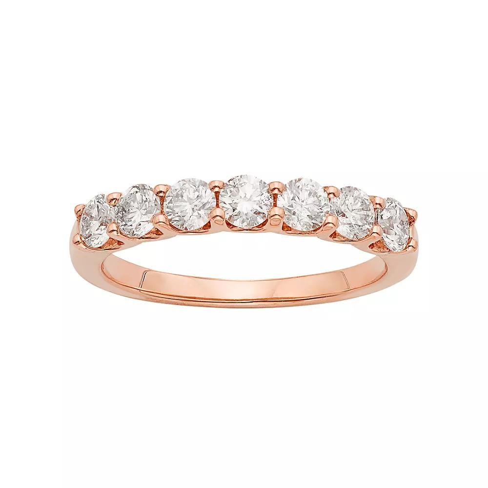 The Regal Collection 14k Rose Gold 1 Carat T.W. IGL Certified Diamond Anniversary Ring, Women's, Size: 6, 14k Pink Product Image