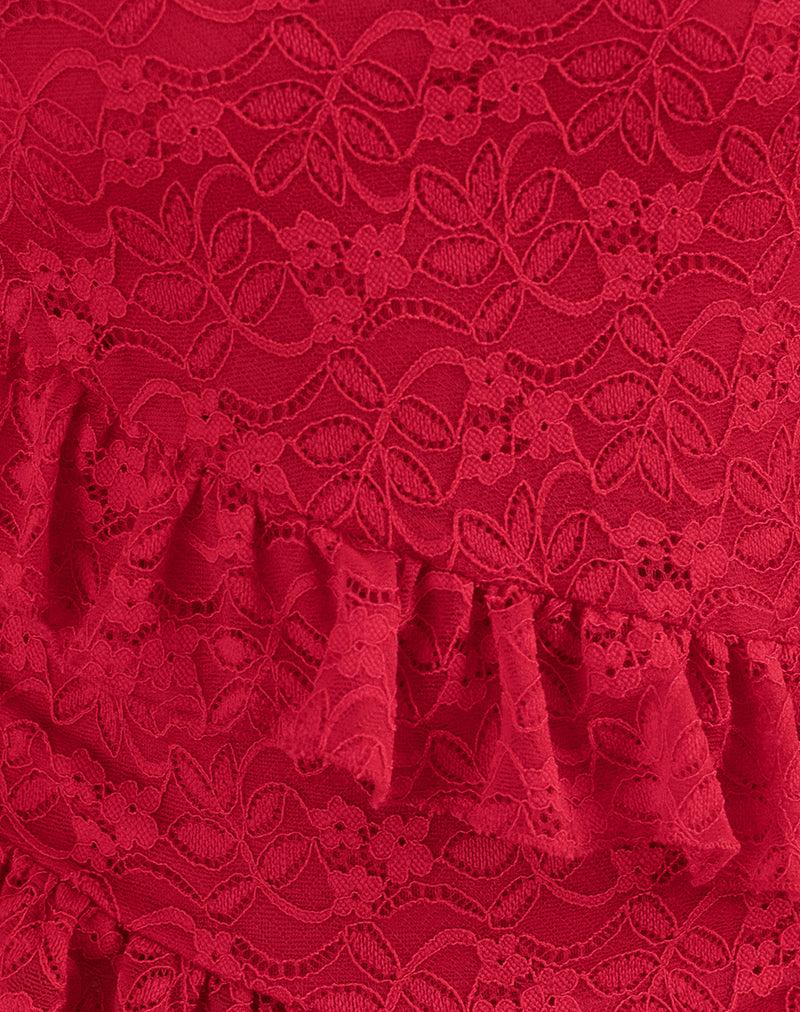 Octavia Asymmetric Cami Top in Lace Red Female Product Image