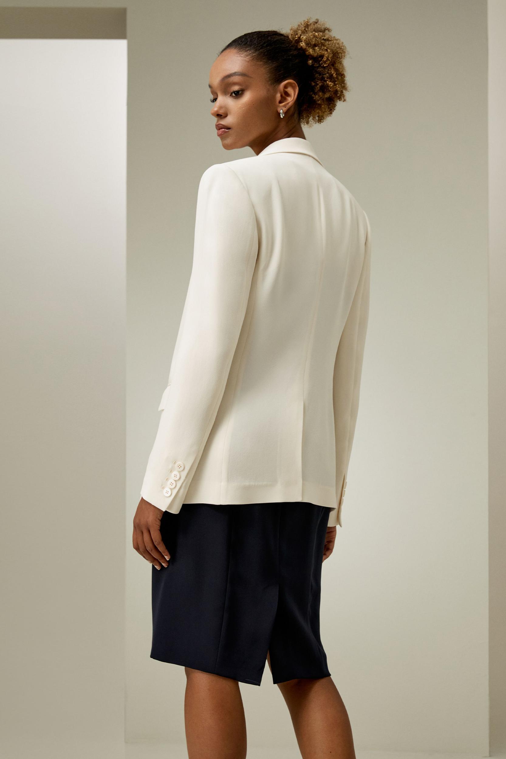 LILYSILK Black Silk Blazer - for Women - Black Mulberry Silk - Wardrobe Must-Have Tailored Silk Tops 14 Product Image