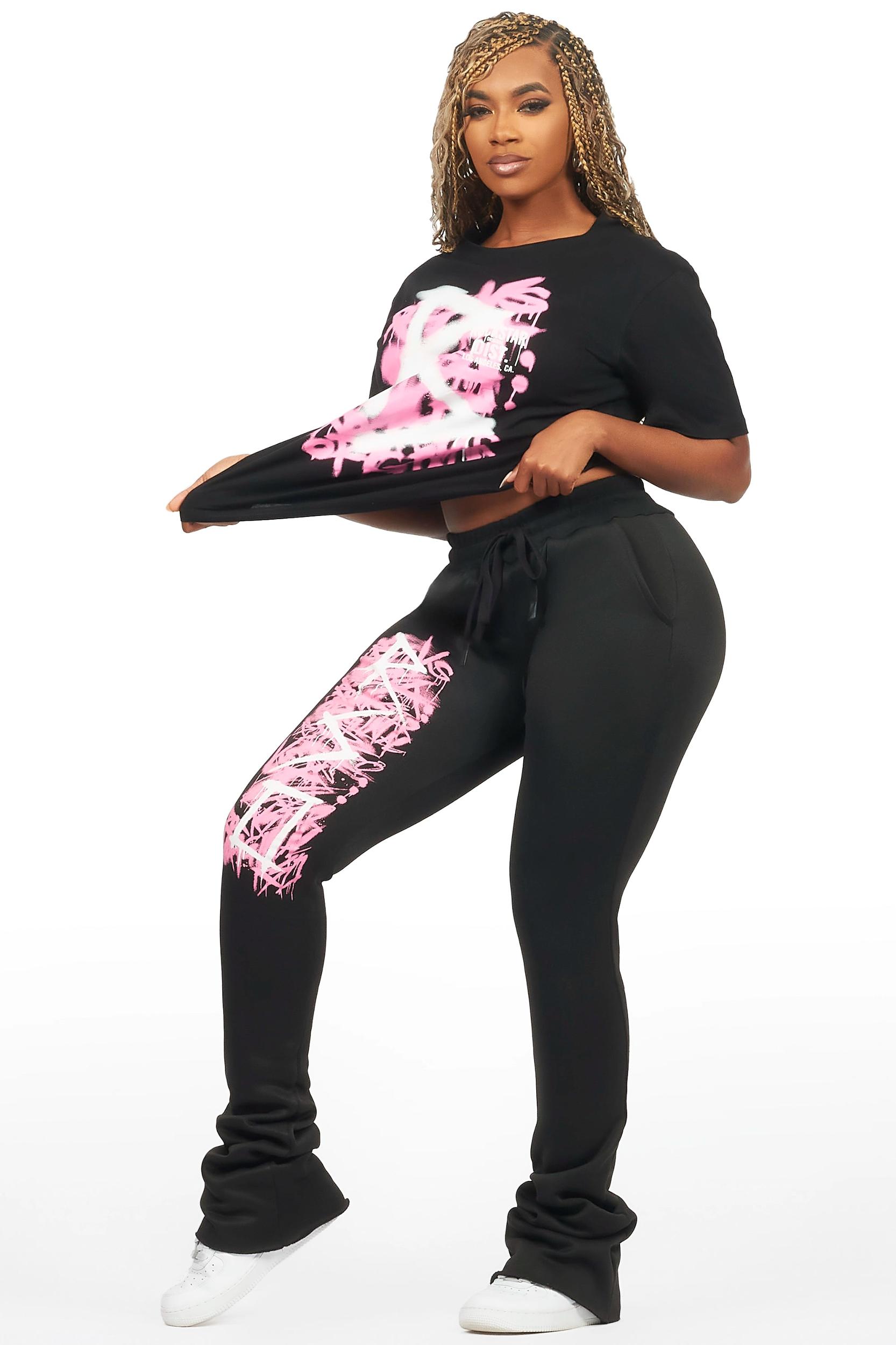 Nahomy Black T-Shirt Trackset Female Product Image