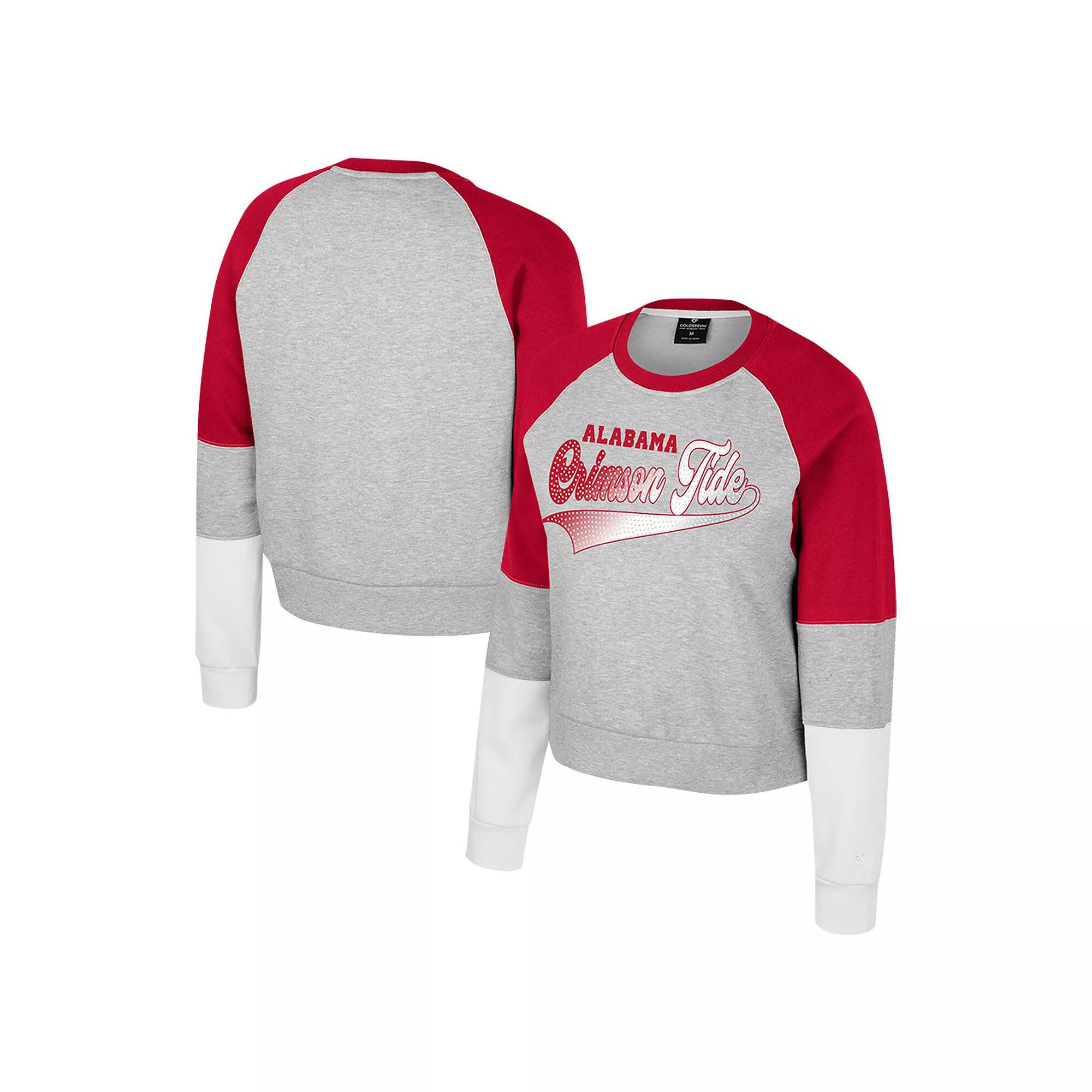 Women's Colosseum Heather Gray Kentucky Wildcats Katinka Rhinestone Scoop Neck Pullover Sweatshirt,  Product Image