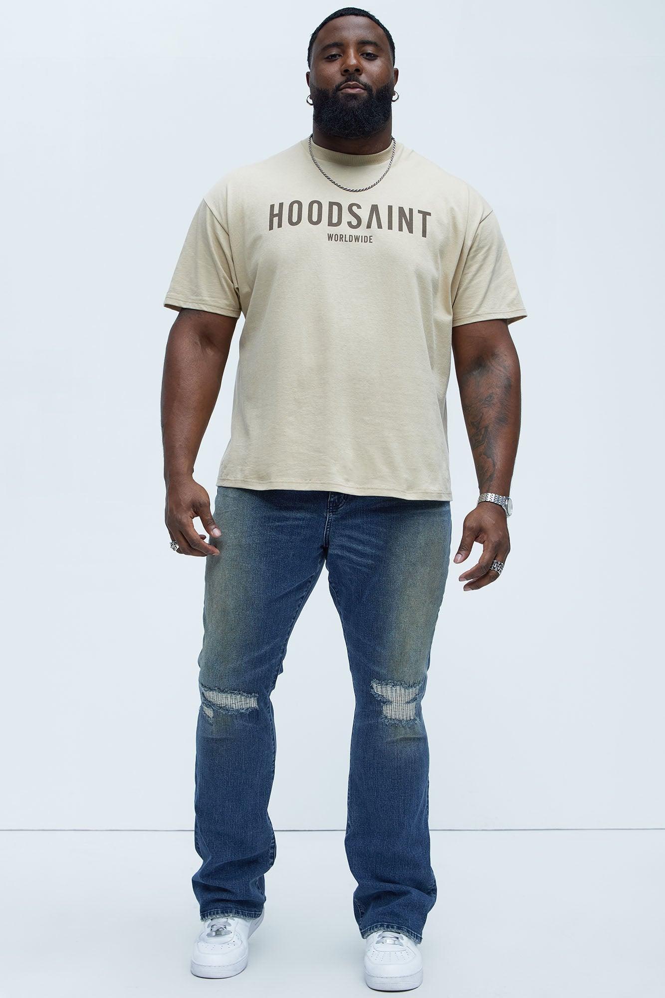 Faded In And Out Repaired Skinny Flare Jeans - Dark Wash Product Image