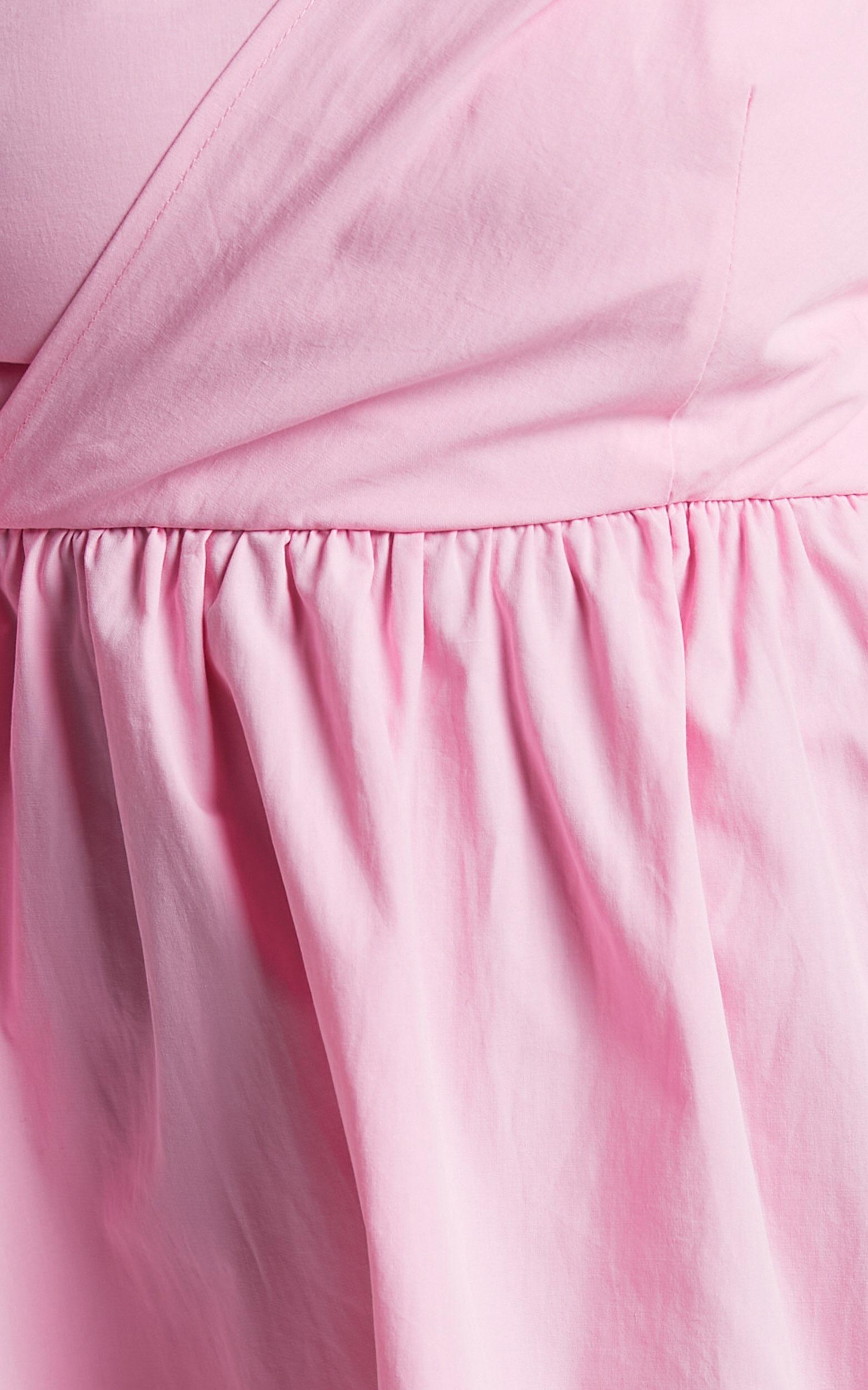 Sula Mini Dress - Asymmetric Off One Shoulder Puff Sleeve Dress in Pink Product Image