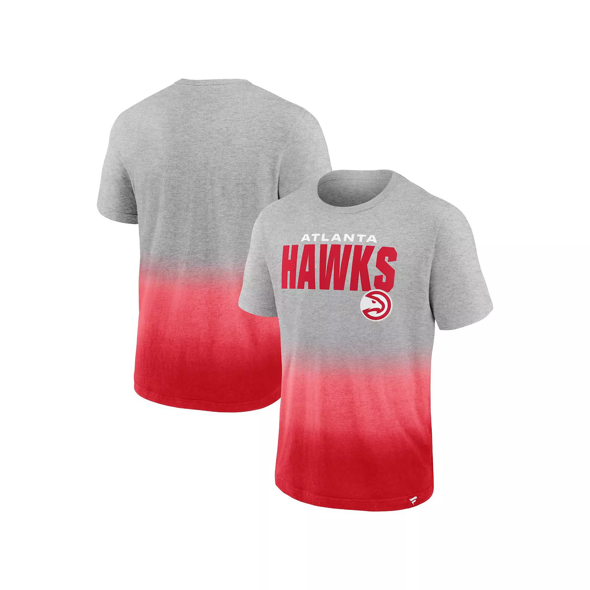 Men's Fanatics Branded Heathered Gray/Red Atlanta Hawks Board Crasher Dip-Dye T-Shirt, Size: XL, Grey Product Image