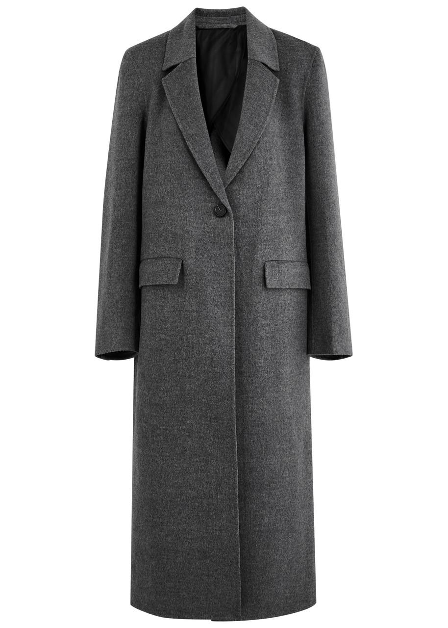 TOTÊME Toteme One-button Double Face Wool Long Coat In Mid Grey Melange Product Image
