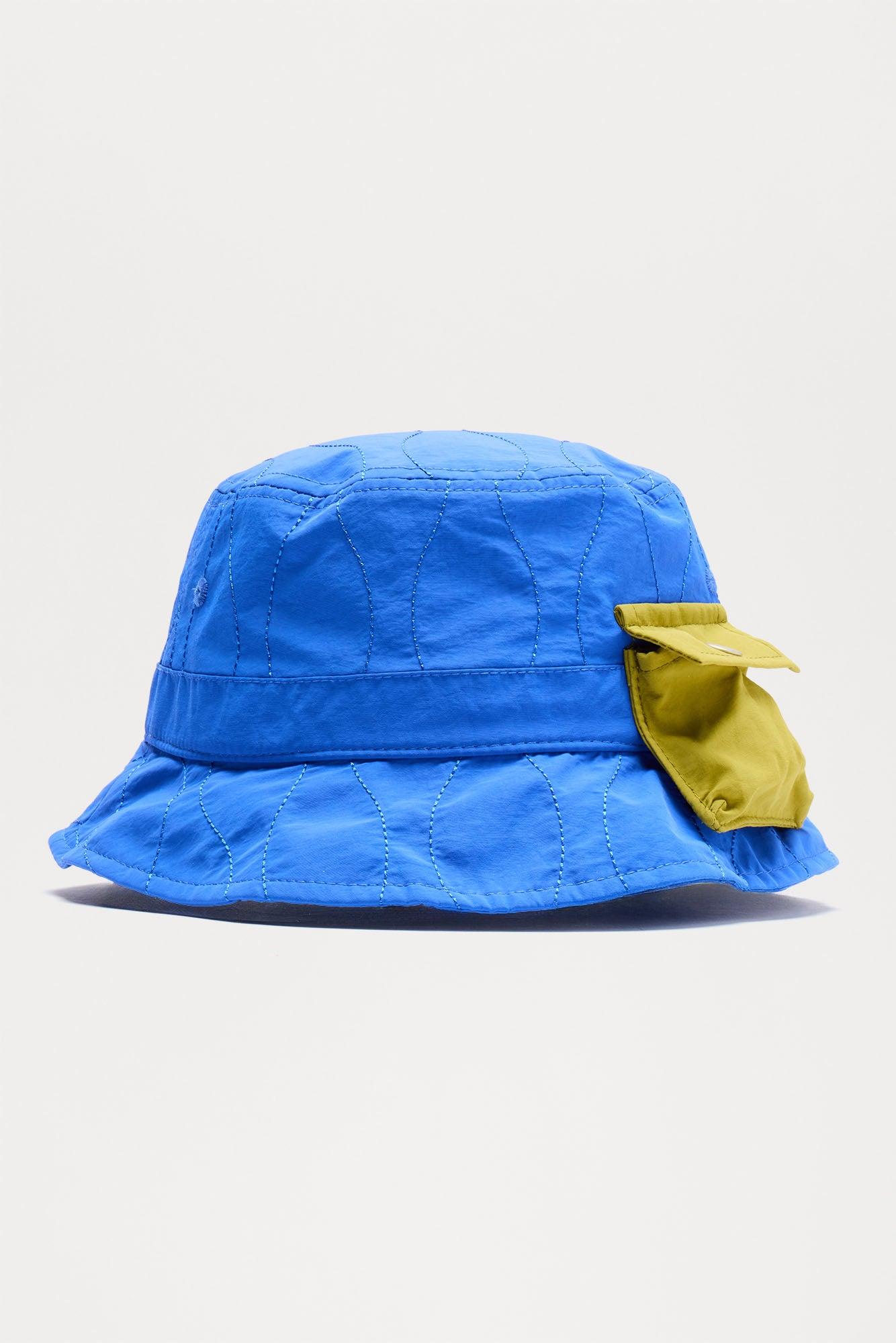 Quilted Utility Pocket Bucket Hat - Blue/combo Product Image