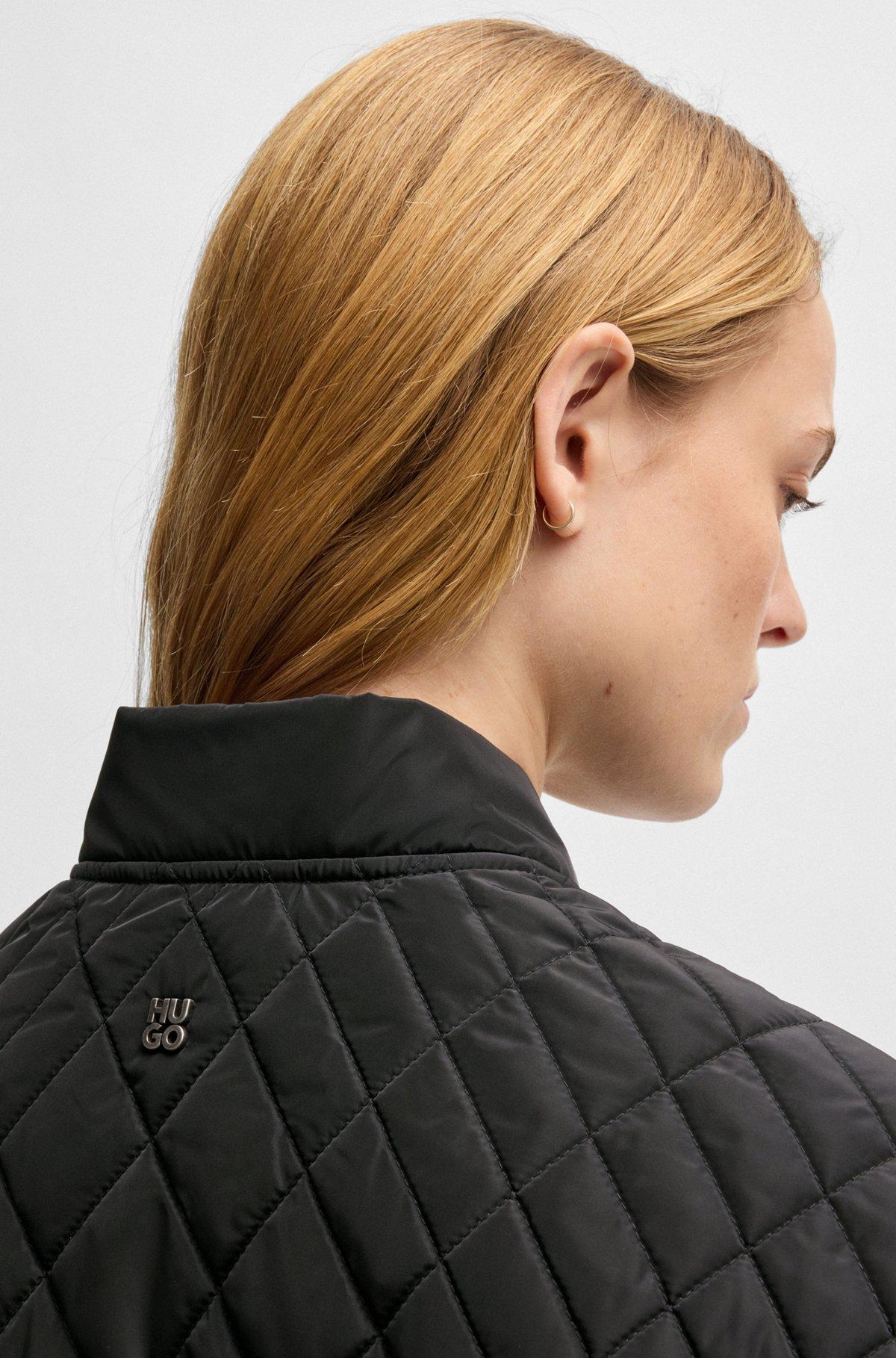 Quilted bomber jacket with ribbon zip-puller Product Image