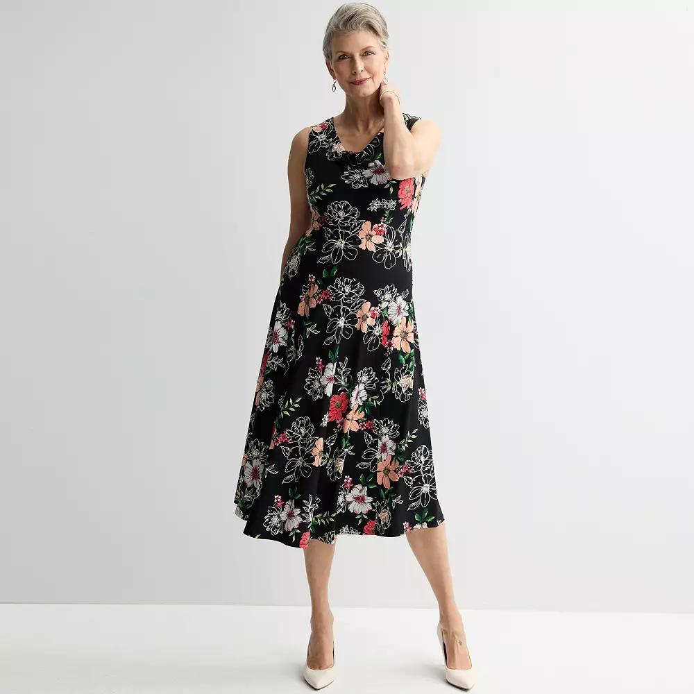 Petite Robbie Bee Sleeveless Floral Print Midi Dress, Women's,  Product Image