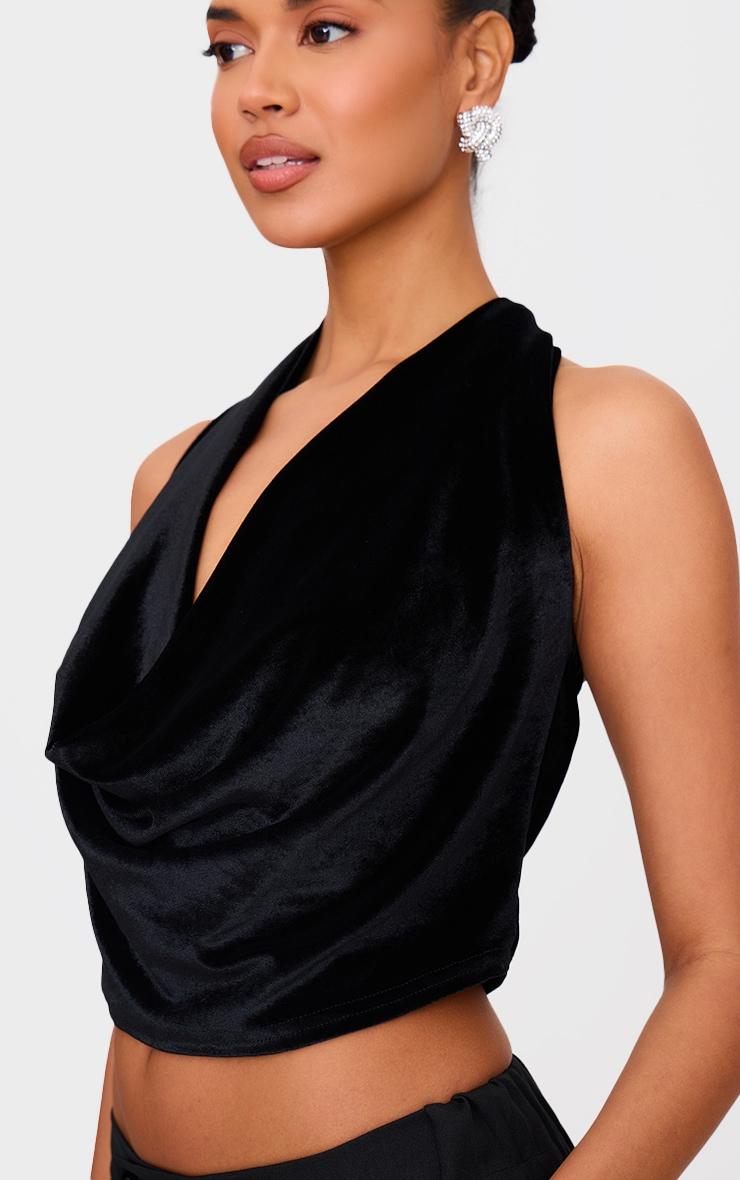Black Velvet Halter Neck Top Product Image