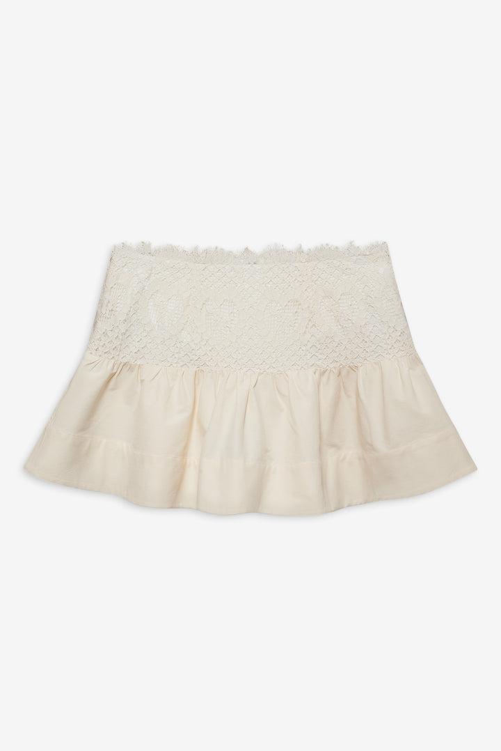Doily Lace Mini Skirt — Cream Product Image
