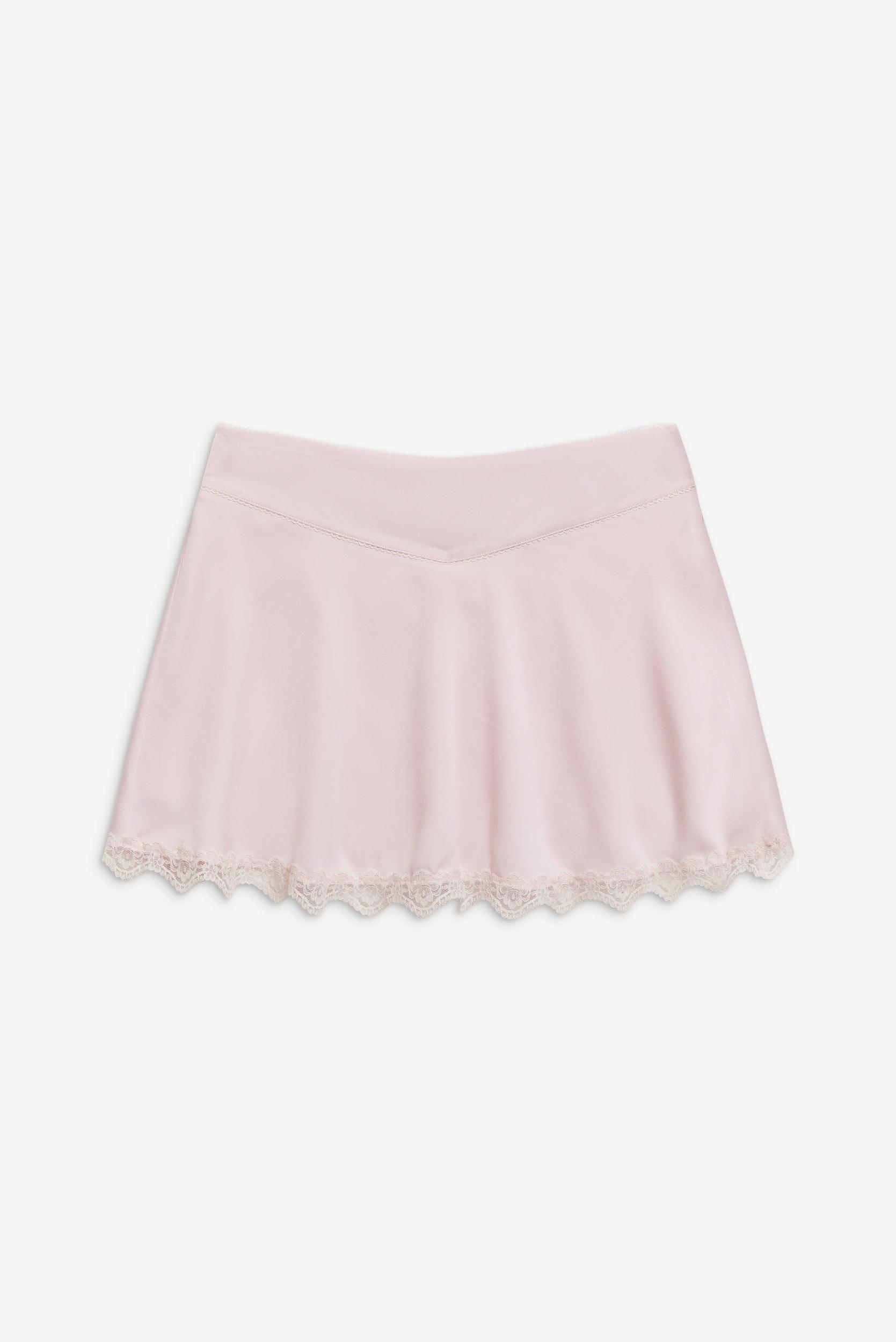 Angeline Satin Mini Skirt - Pink Porcelain Product Image