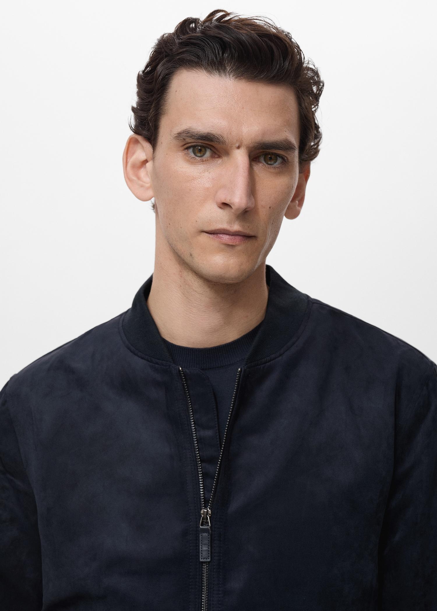 Suede-effect bomber jacket - Men | MANGO USA Product Image