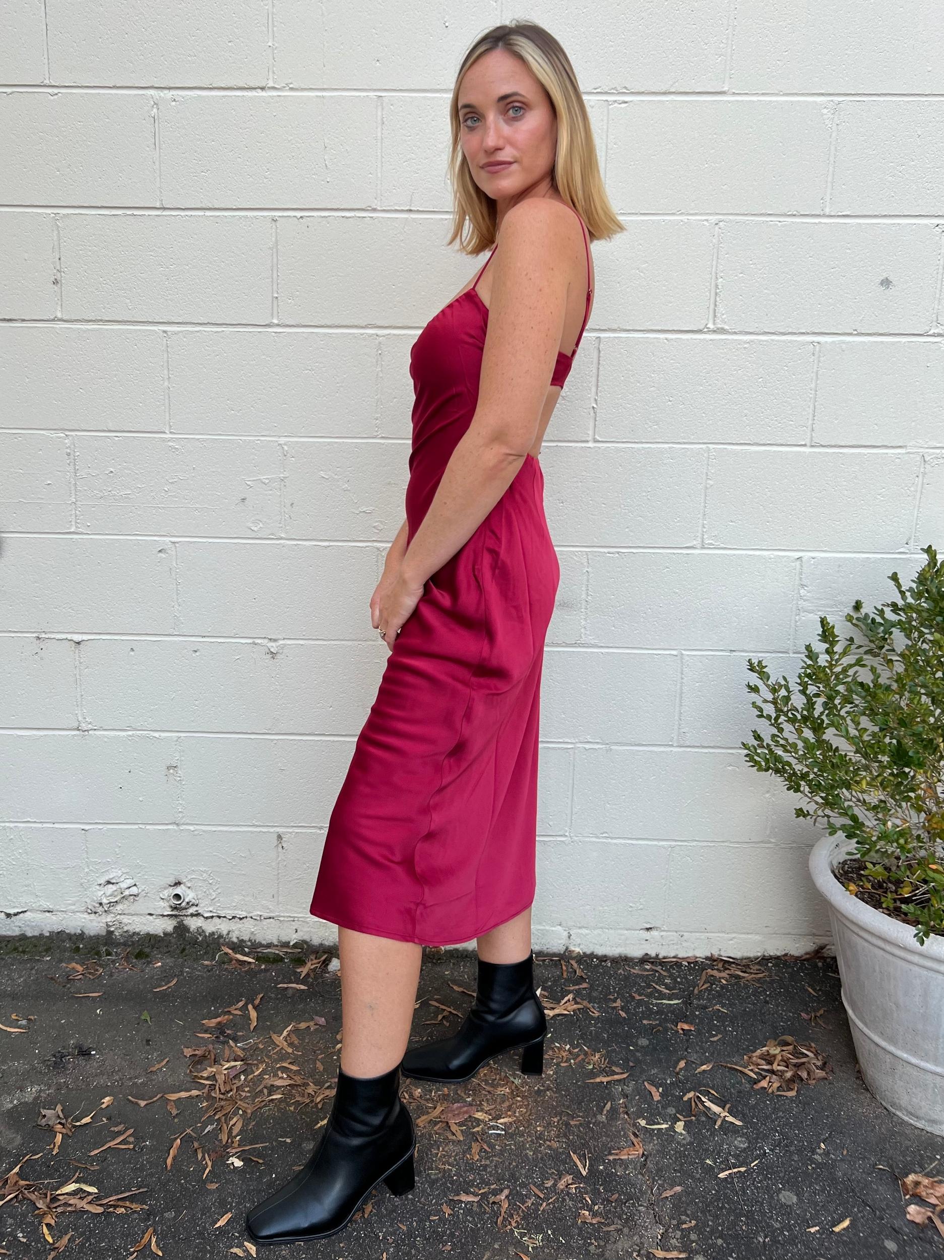 Rumble Sleeveless Satin Midi Dress Product Image