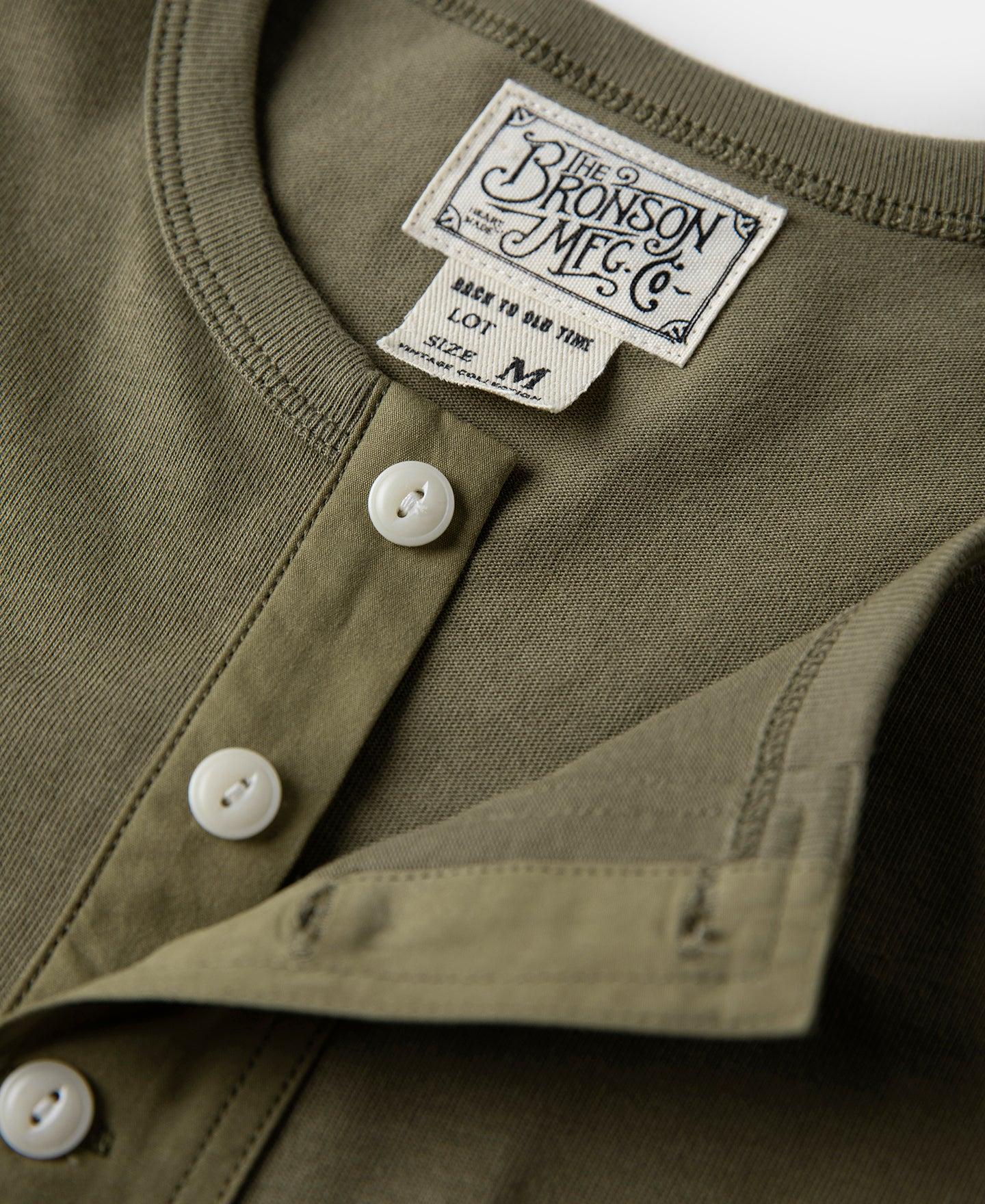 Vintage Short Sleeve Henley T-Shirt - Olive Product Image